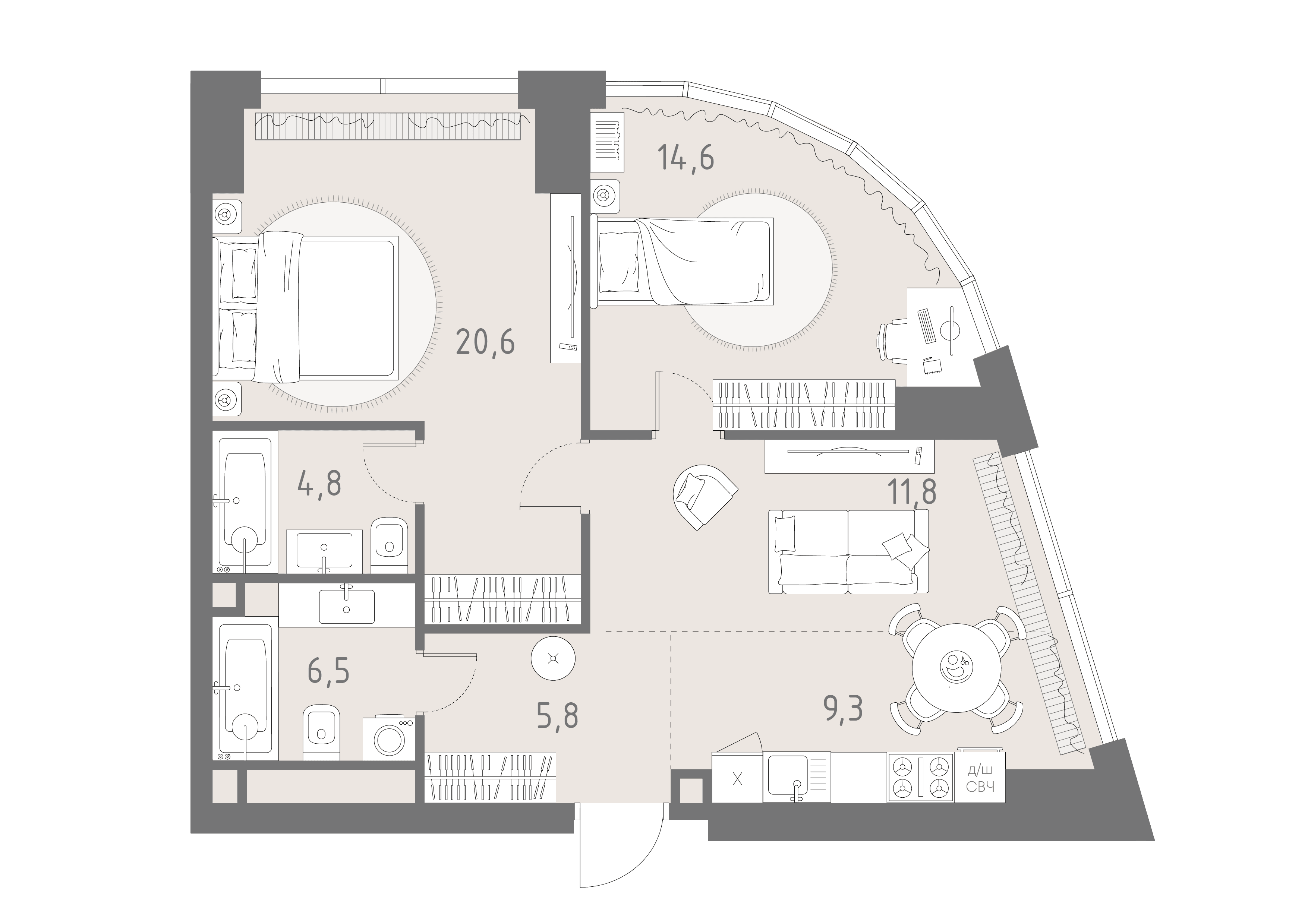 3-комнатная, 73,4 м² — 50 928 641 ₽