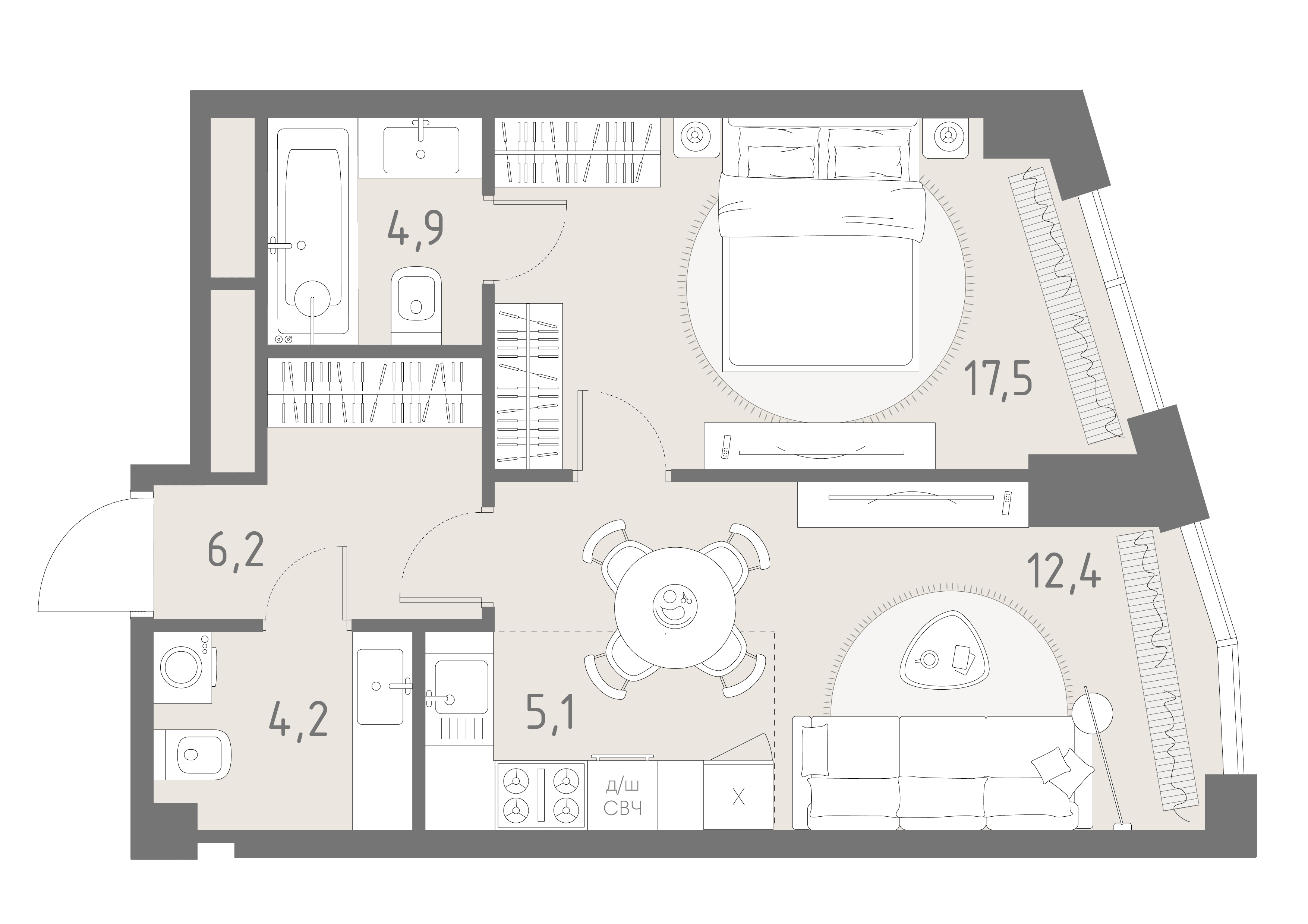 2-комнатная, 50,3 м² — 36 349 417 ₽