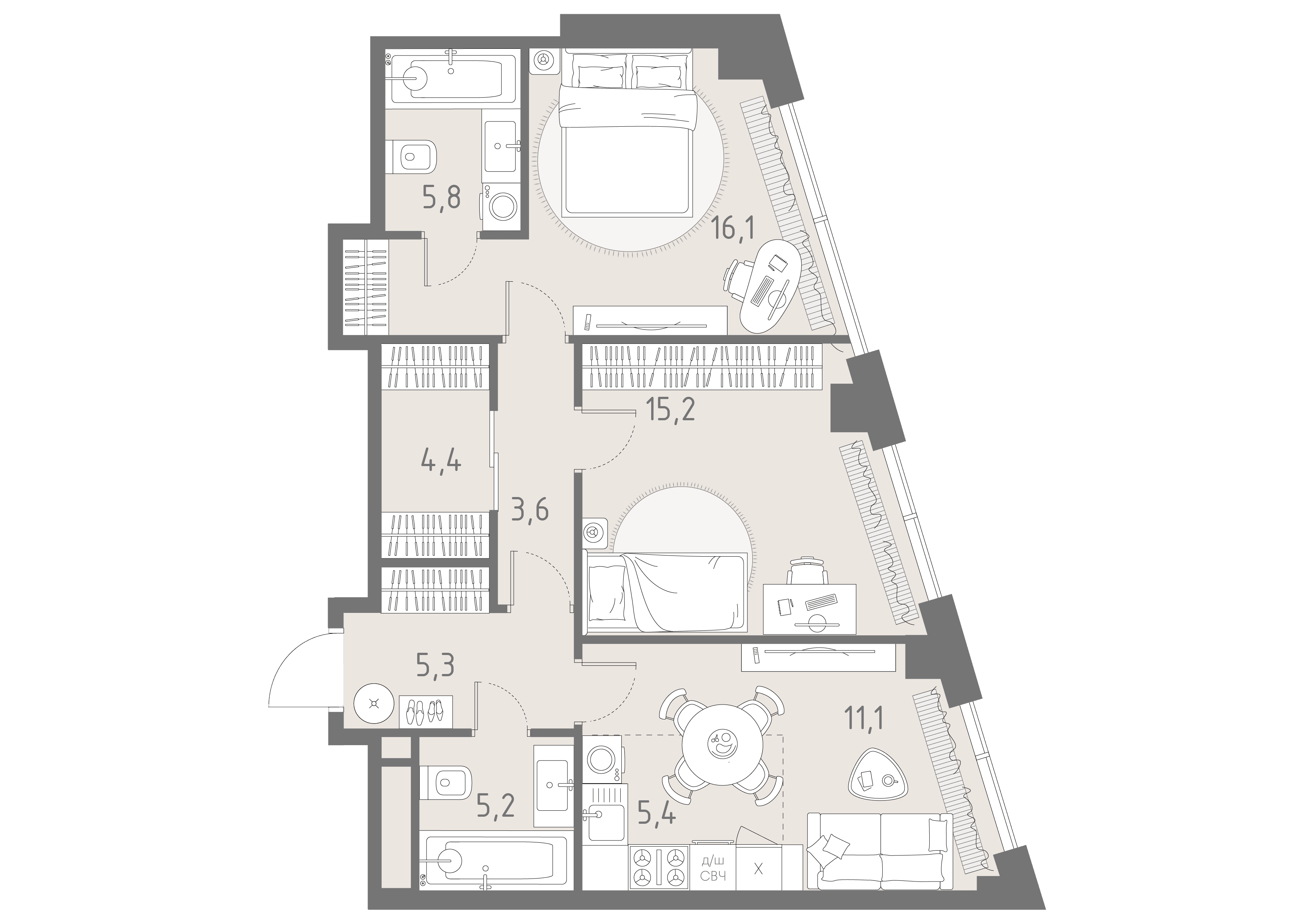 3-комнатная, 72,1 м² — 111 857 647 ₽