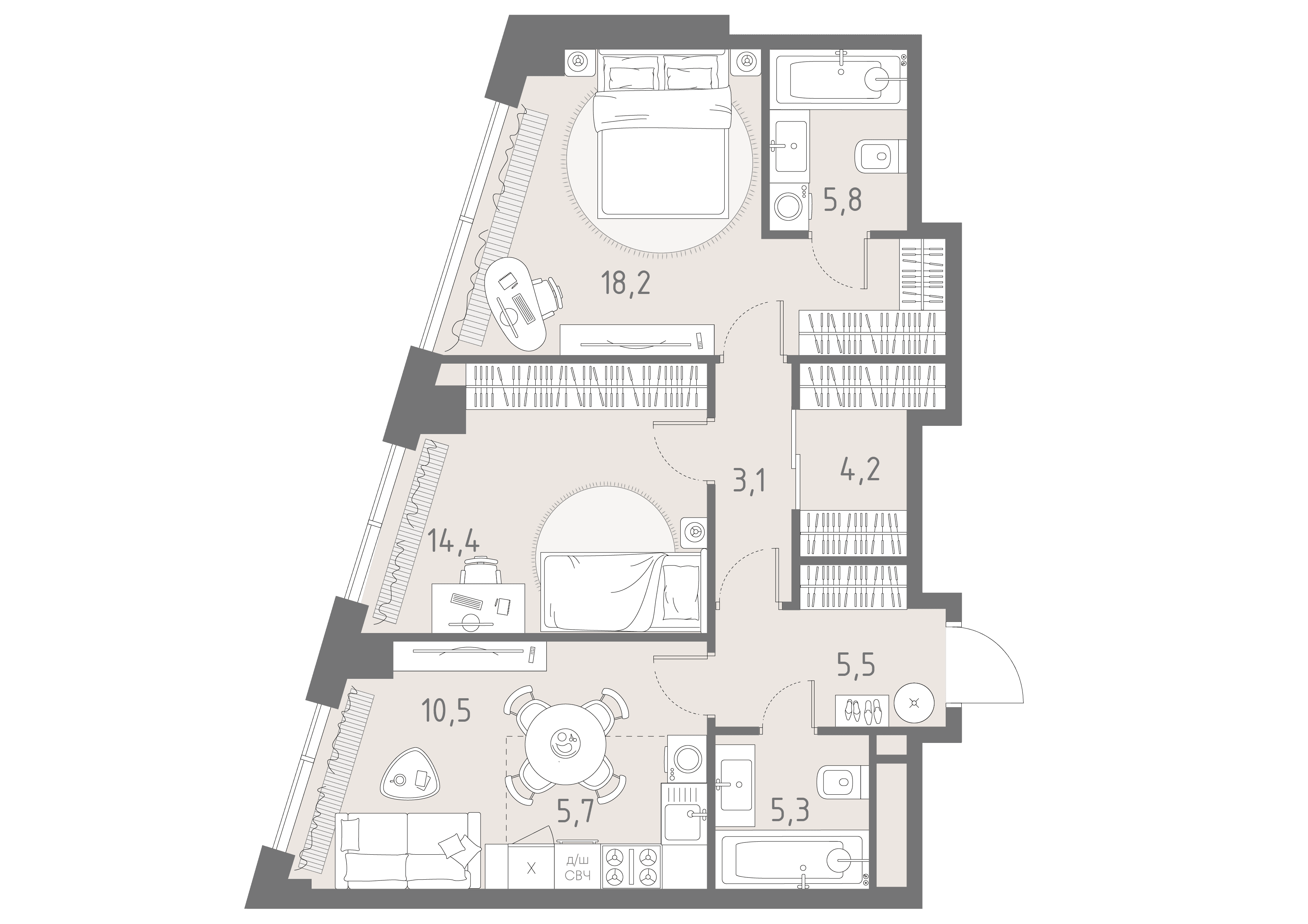 3-комнатная, 72,7 м² — 115 962 606 ₽