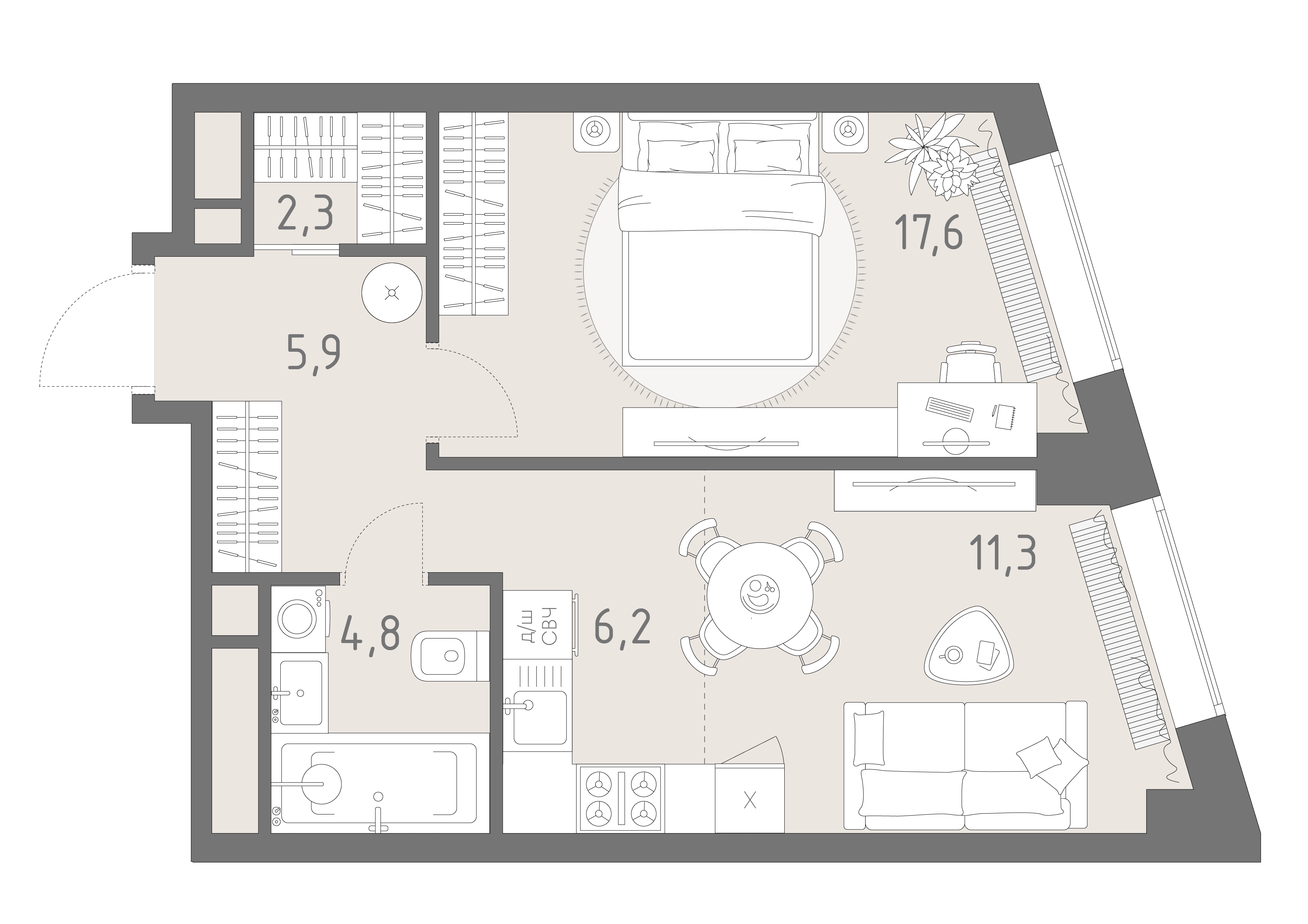 2-комнатная, 48,1 м² — 34 989 062 ₽