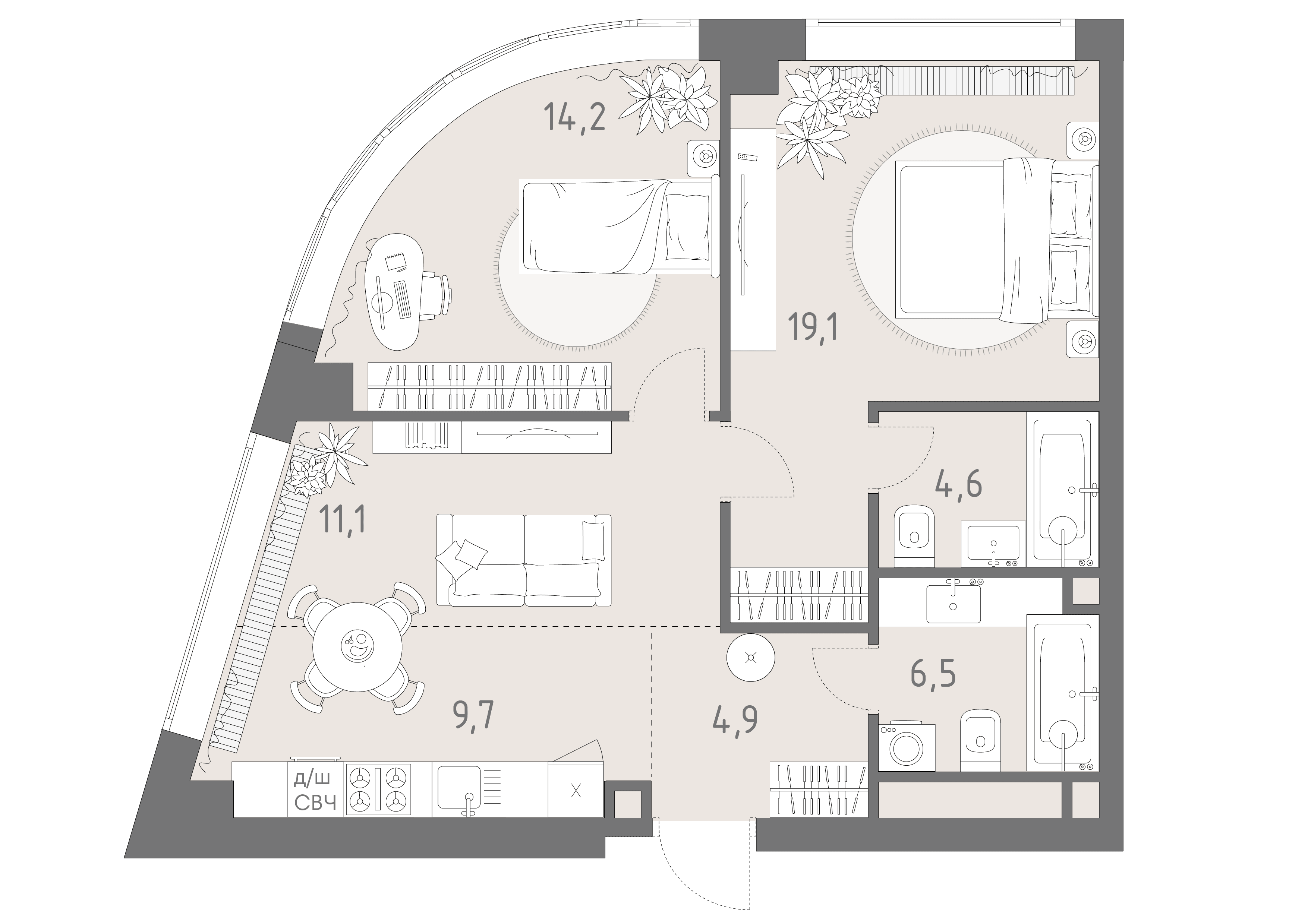3-комнатная, 70,1 м² — 64 683 186 ₽