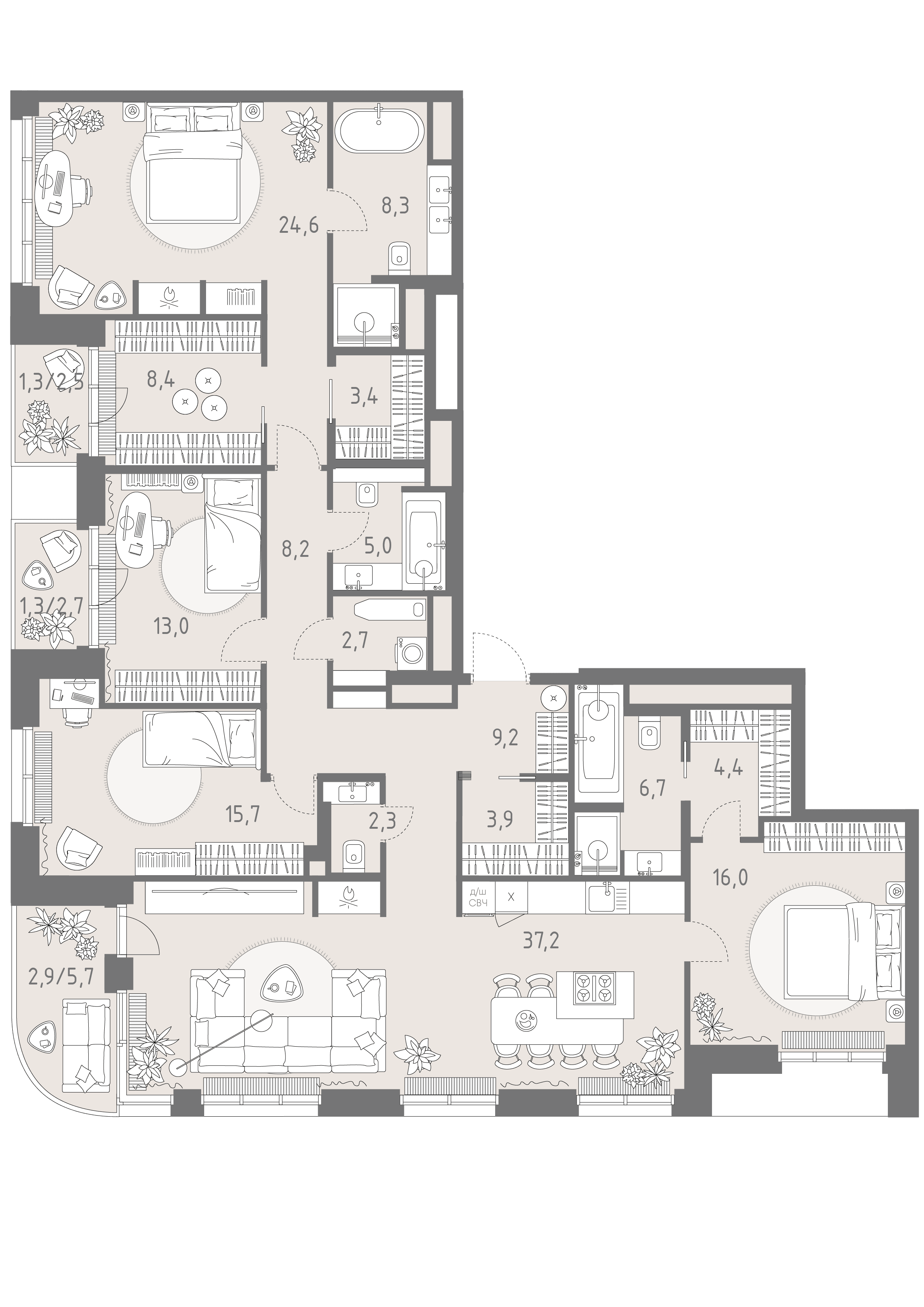 5-комнатная, 174,5 м² — 221 944 700 ₽