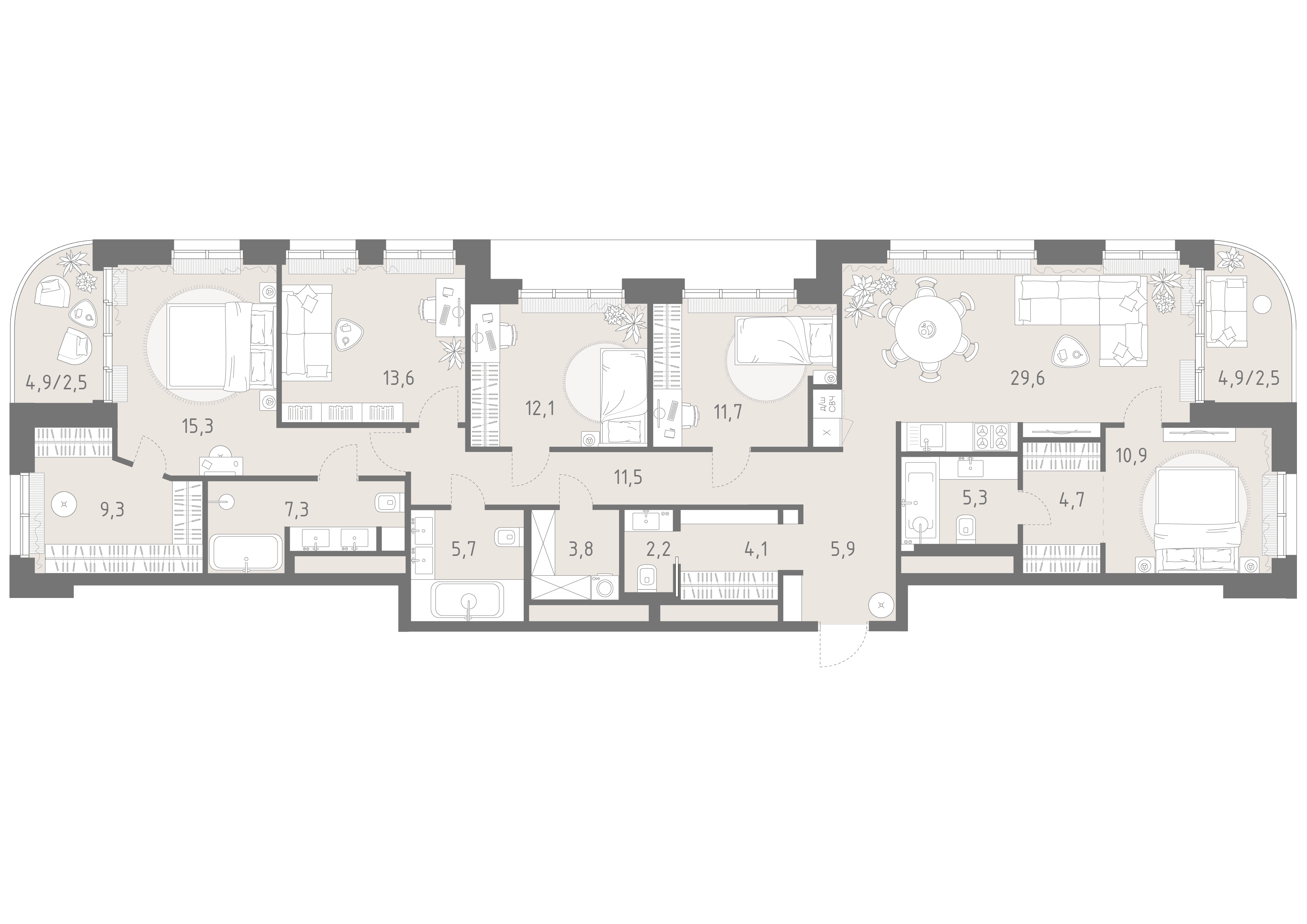 5-комнатная, 158 м² — 151 630 039 ₽