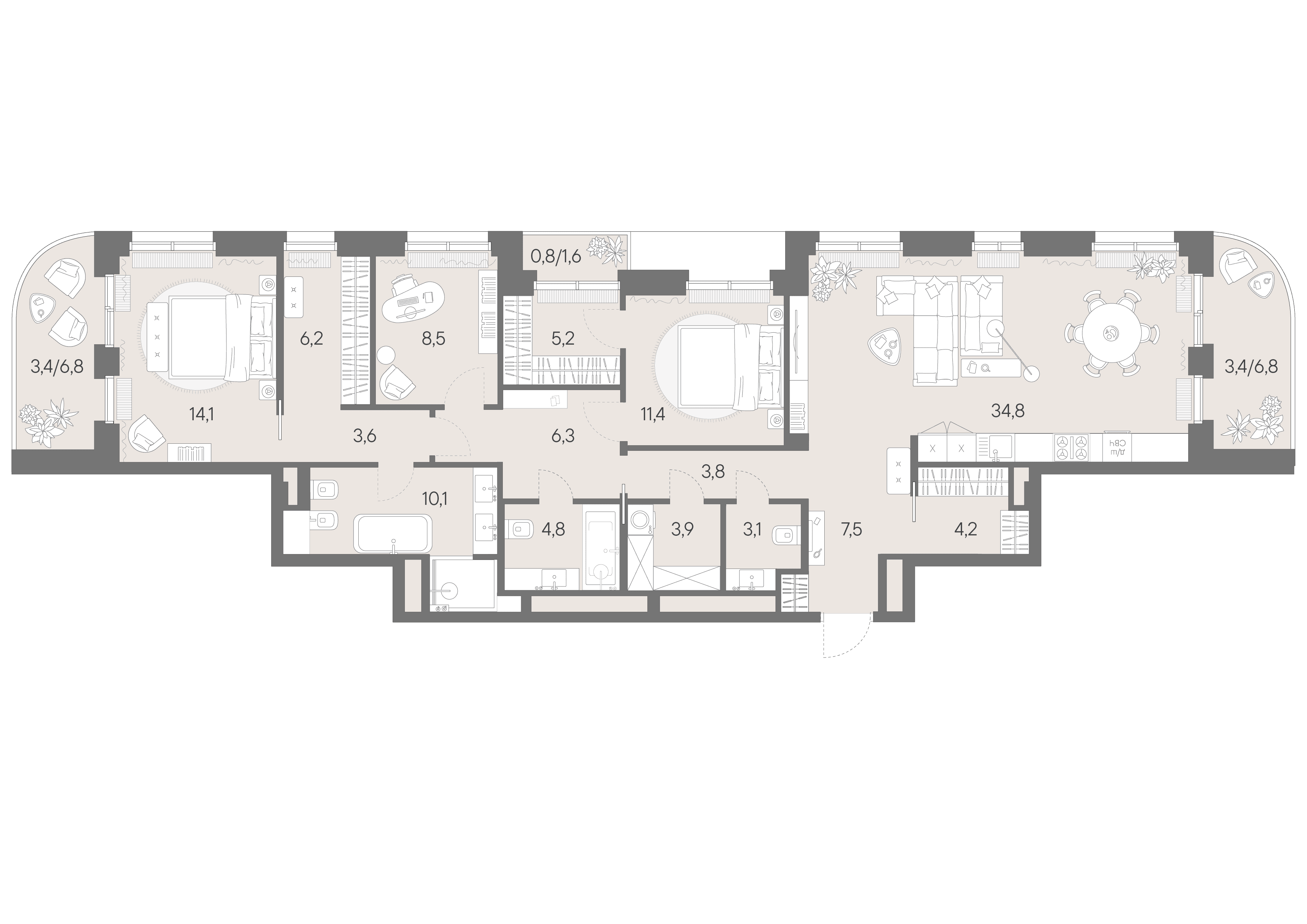 3-комнатная, 135,1 м² — 139 510 570 ₽