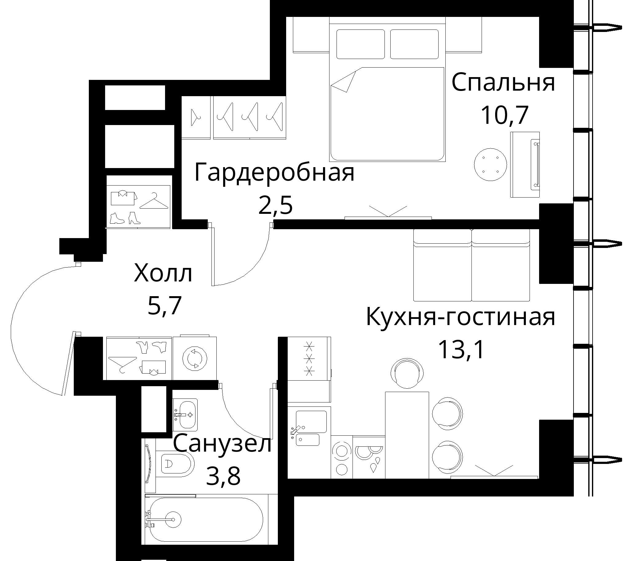 1-комнатная, 35,8 м² — 18 916 072 ₽