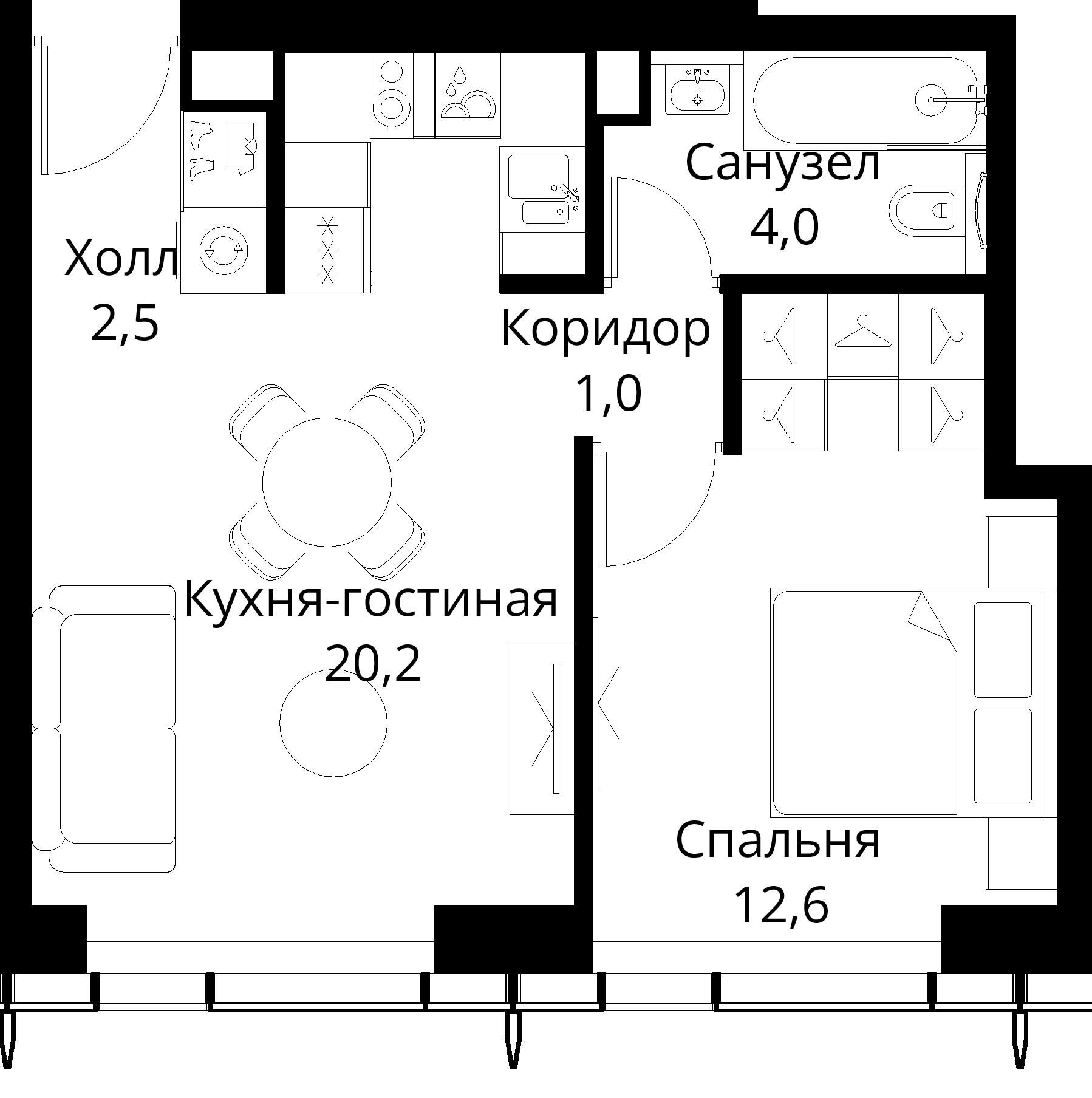 1-комнатная, 40,3 м² — 20 338 329 ₽