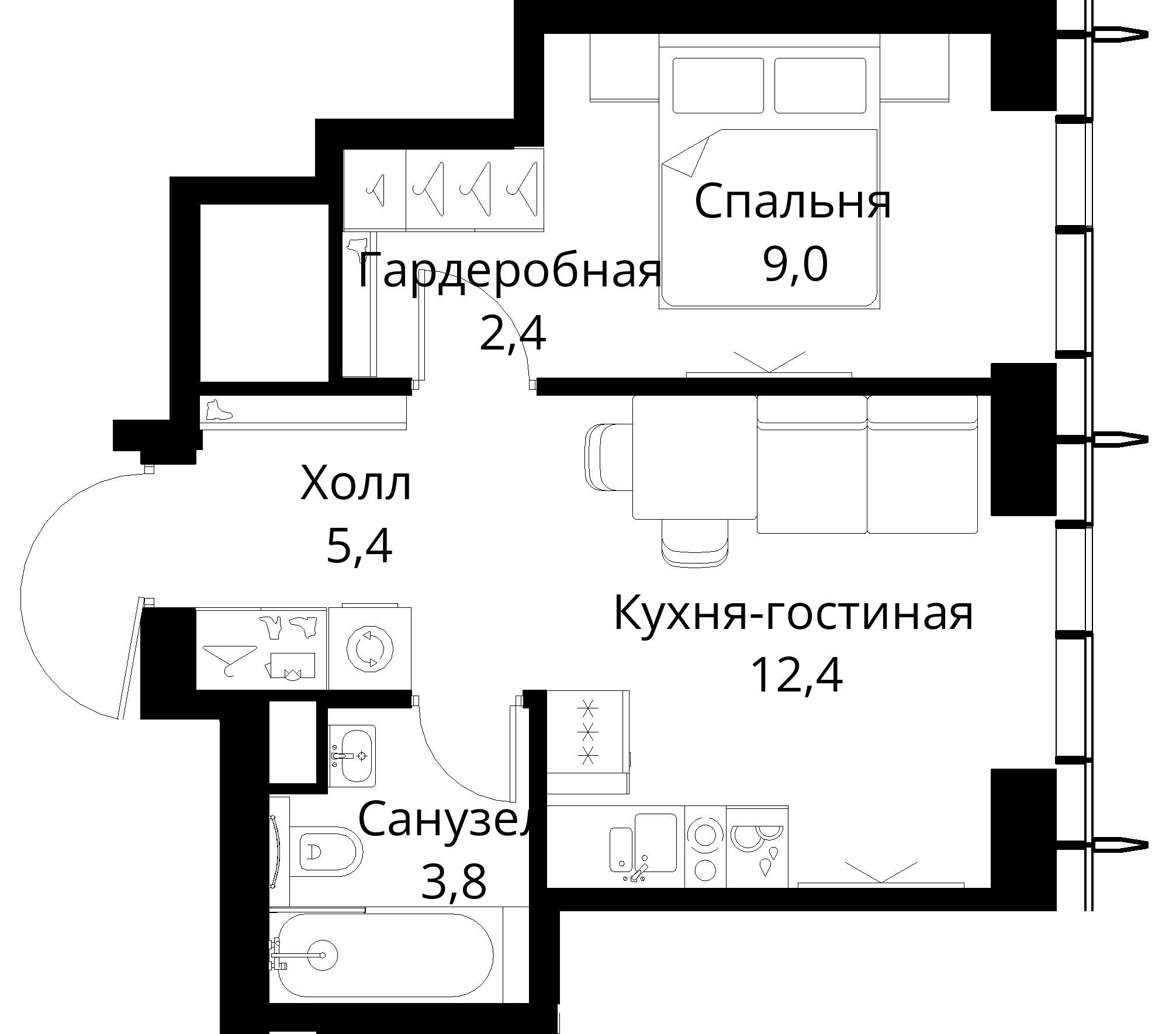 1-комнатная, 33 м² — 18 473 429 ₽