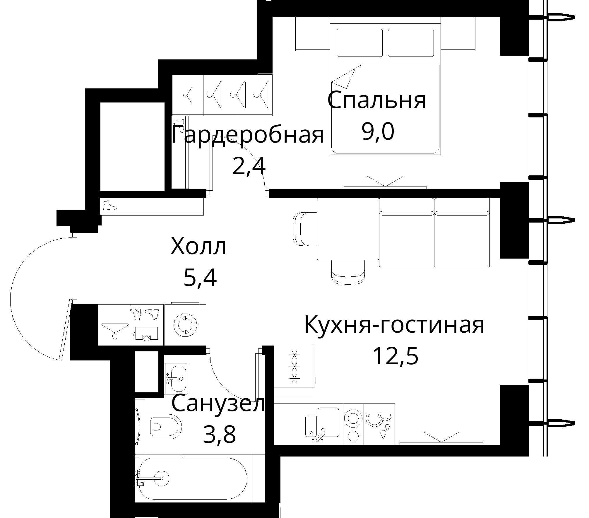 1-комнатная, 33,1 м² — 18 585 563 ₽
