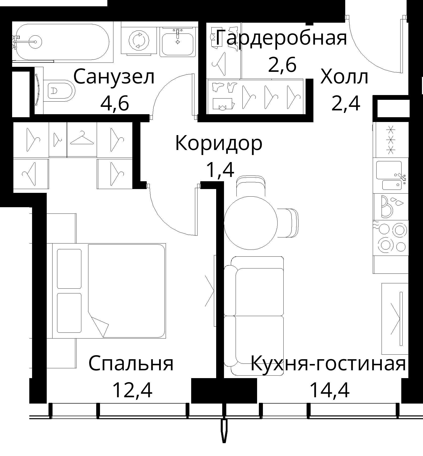1-комнатная, 37,8 м² — 20 494 090 ₽