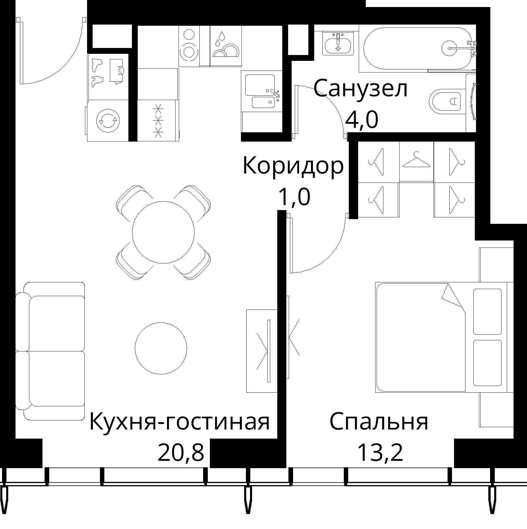 1-комнатная, 41,5 м² — 21 222 531 ₽