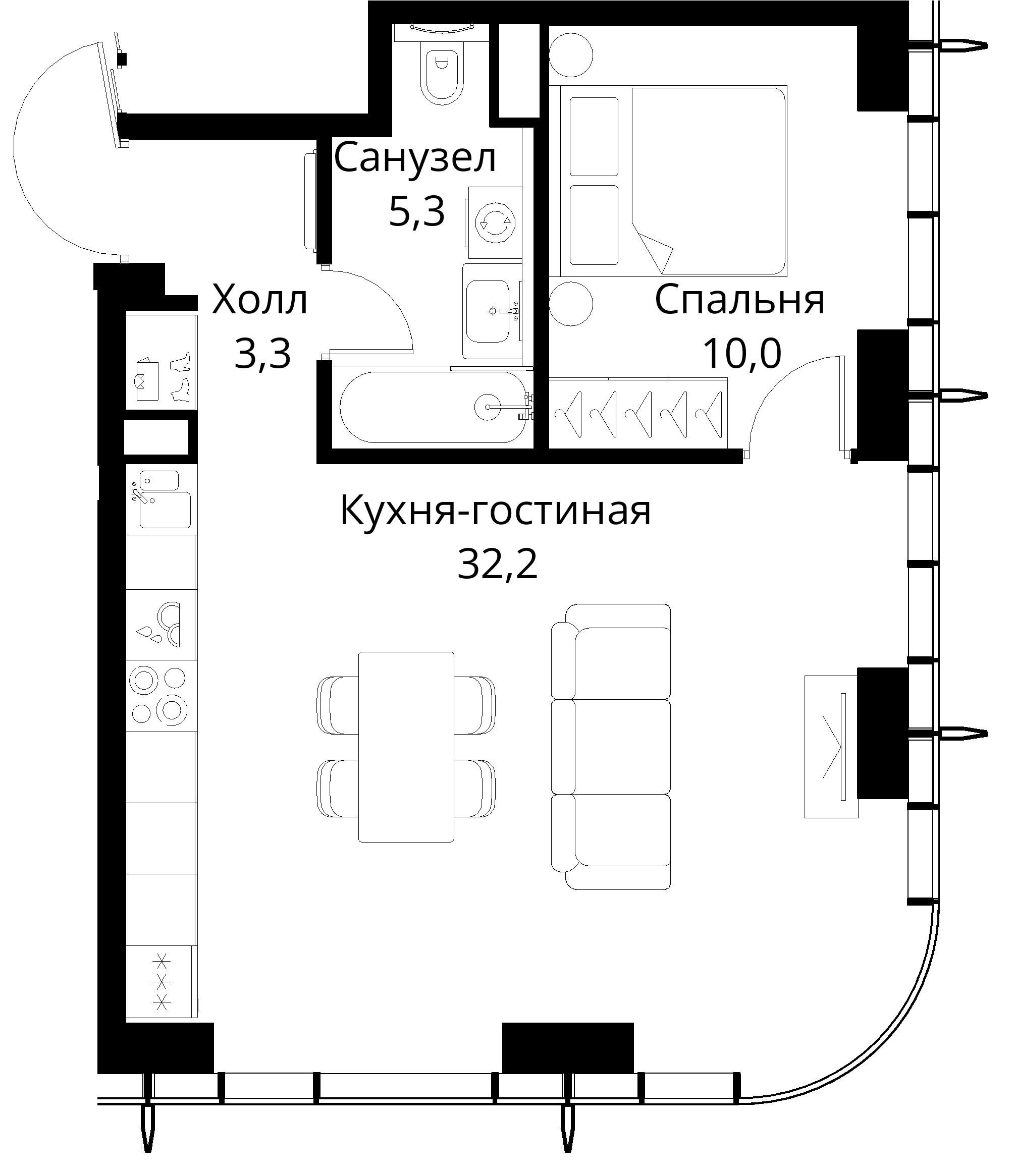 1-комнатная, 50,8 м² — 23 447 684 ₽