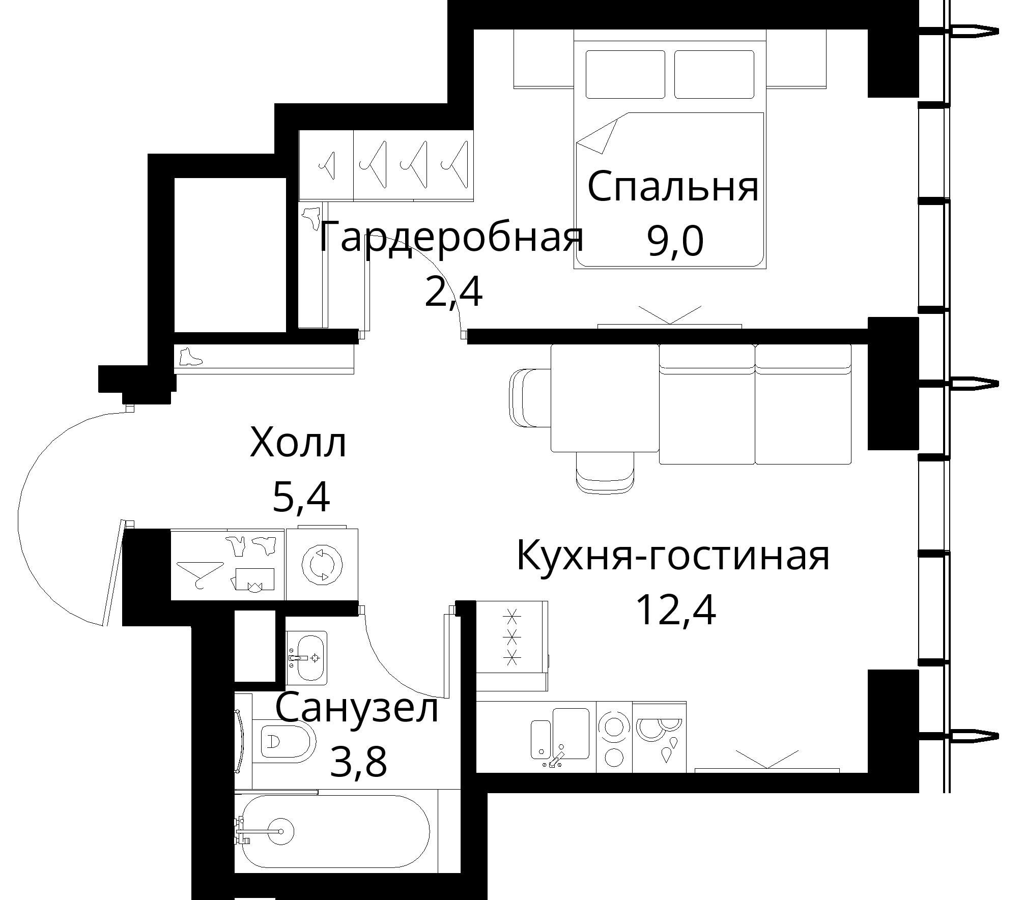1-комнатная, 33 м² — 18 685 012 ₽