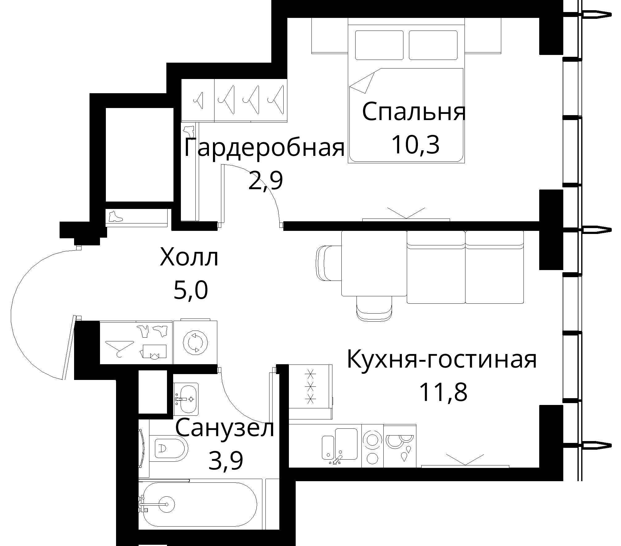 1-комнатная, 33,9 м² — 19 117 596 ₽