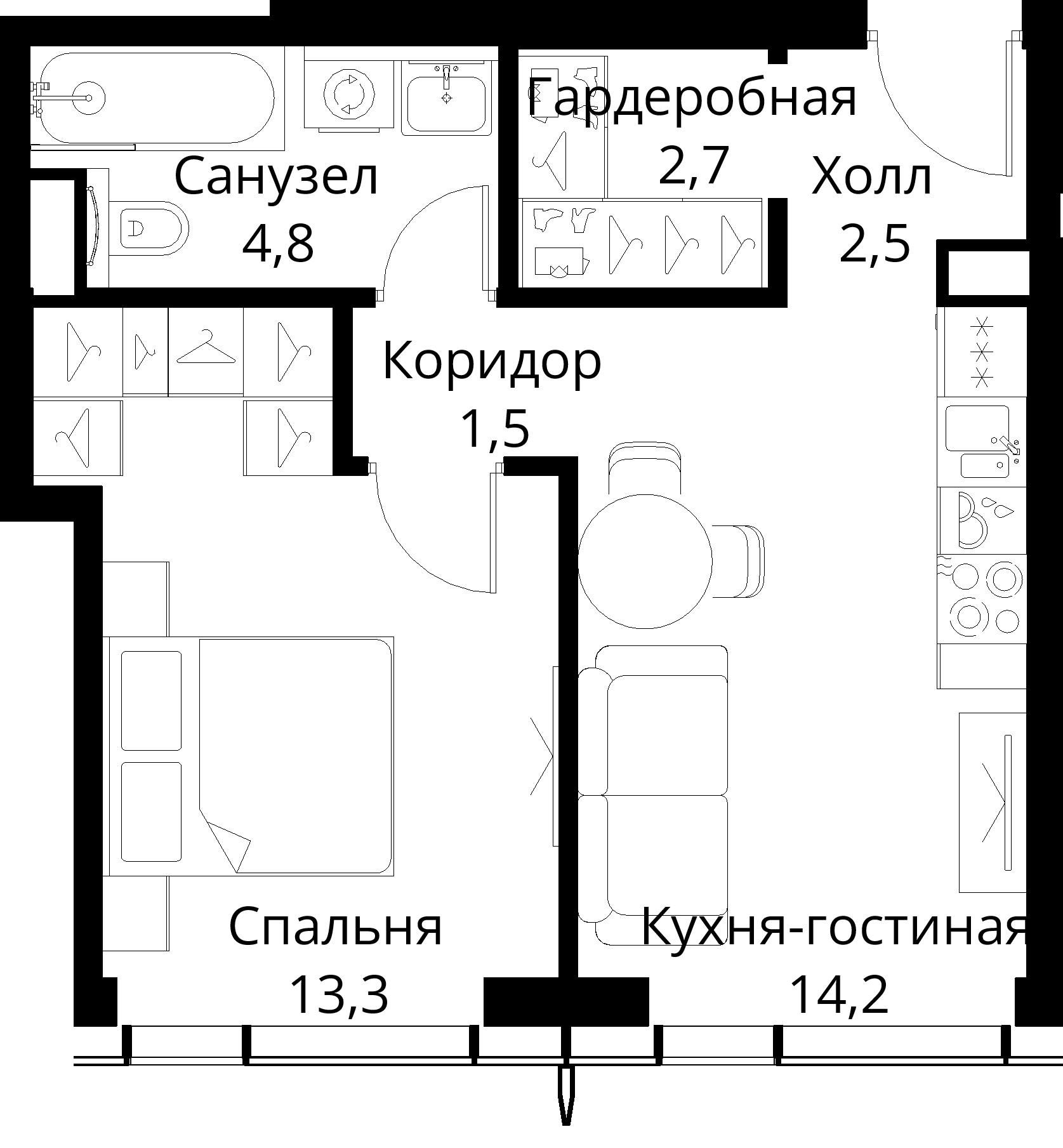 1-комнатная, 39 м² — 21 292 677 ₽