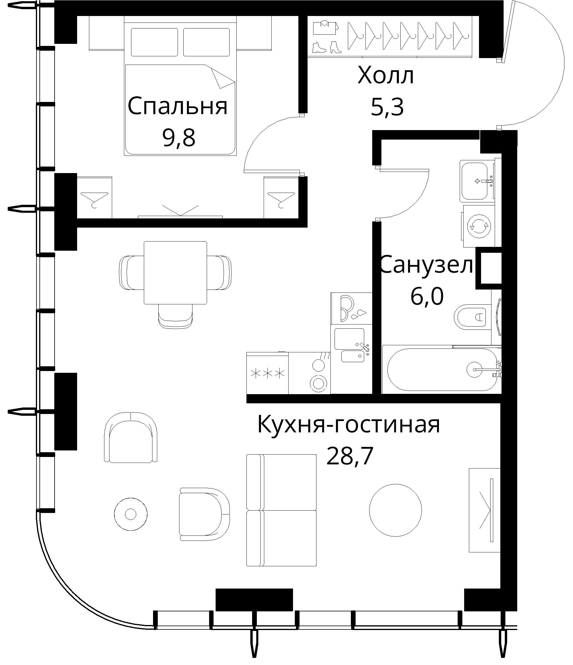 1-комнатная, 49,8 м² — 24 678 922 ₽