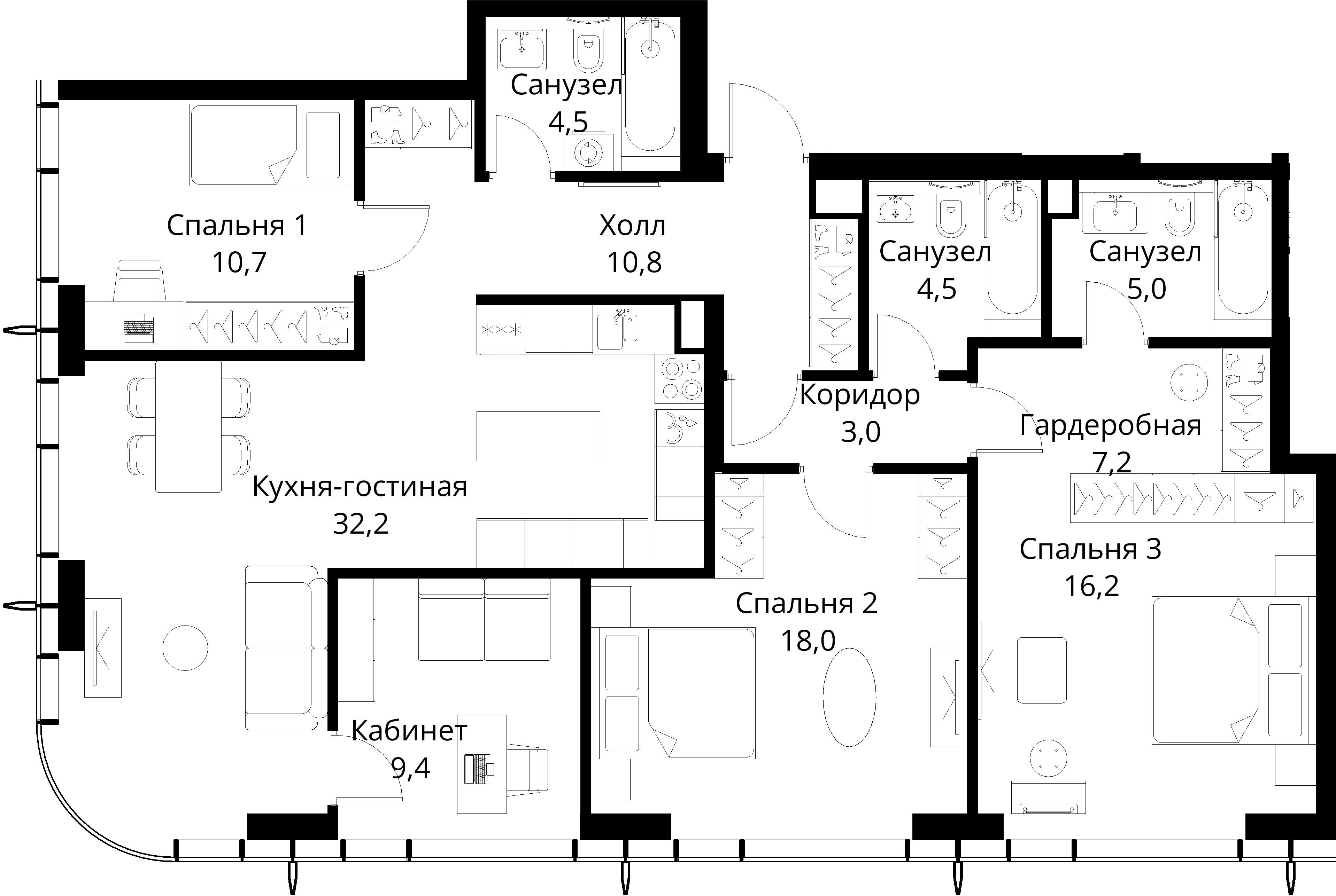 3-комнатная, 121,5 м² — 48 072 775 ₽