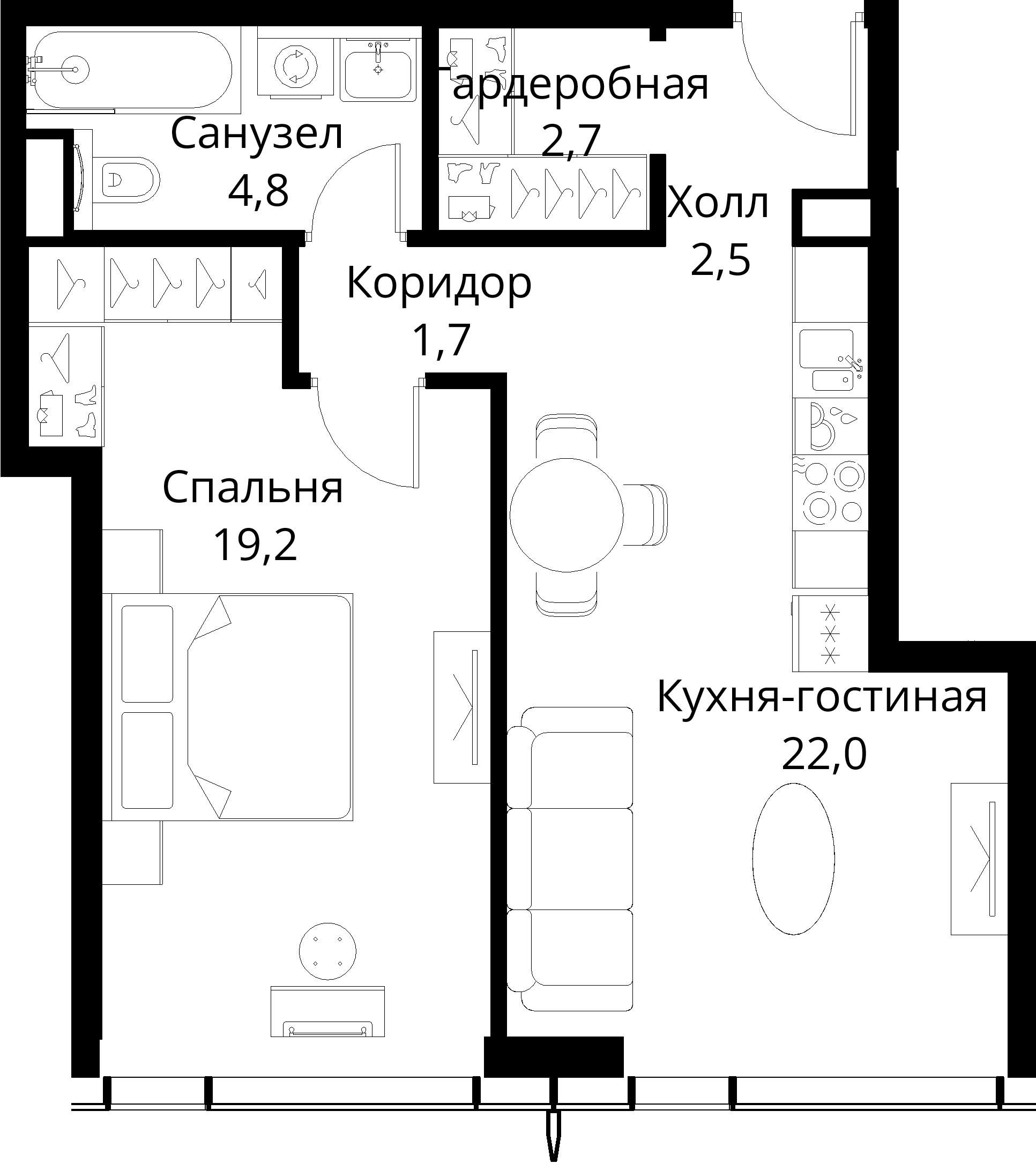1-комнатная, 52,9 м² — 24 643 412 ₽
