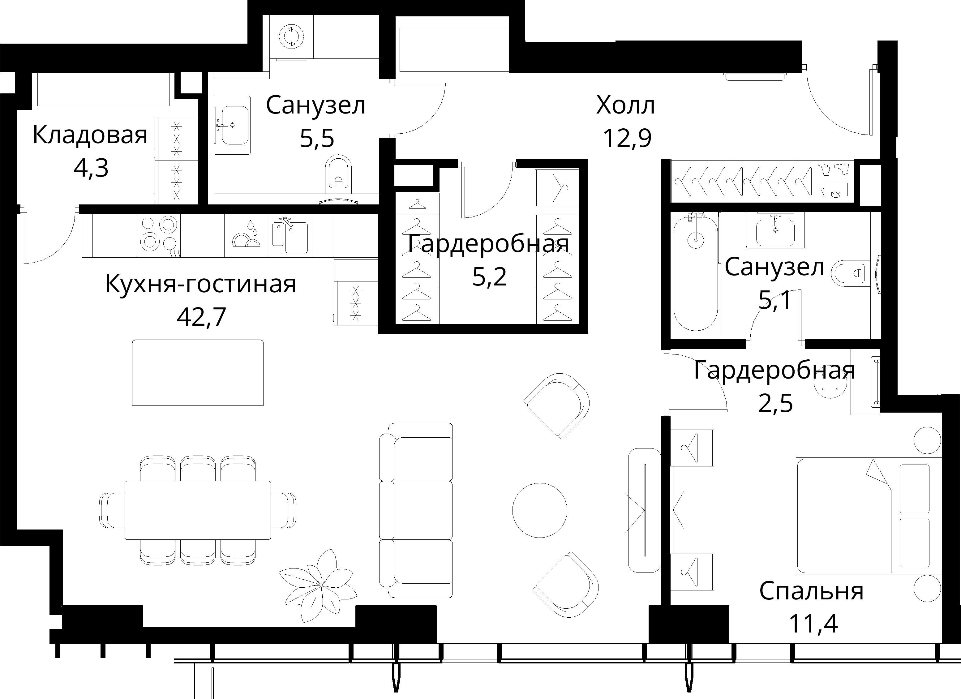 1-комнатная, 89,6 м² — 29 629 393 ₽