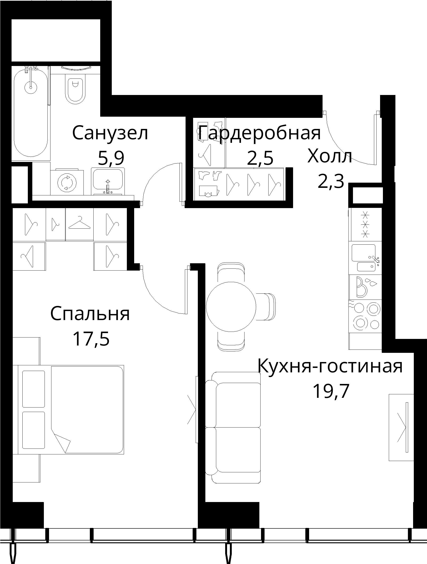 1-комнатная, 49,2 м² — 22 559 331 ₽