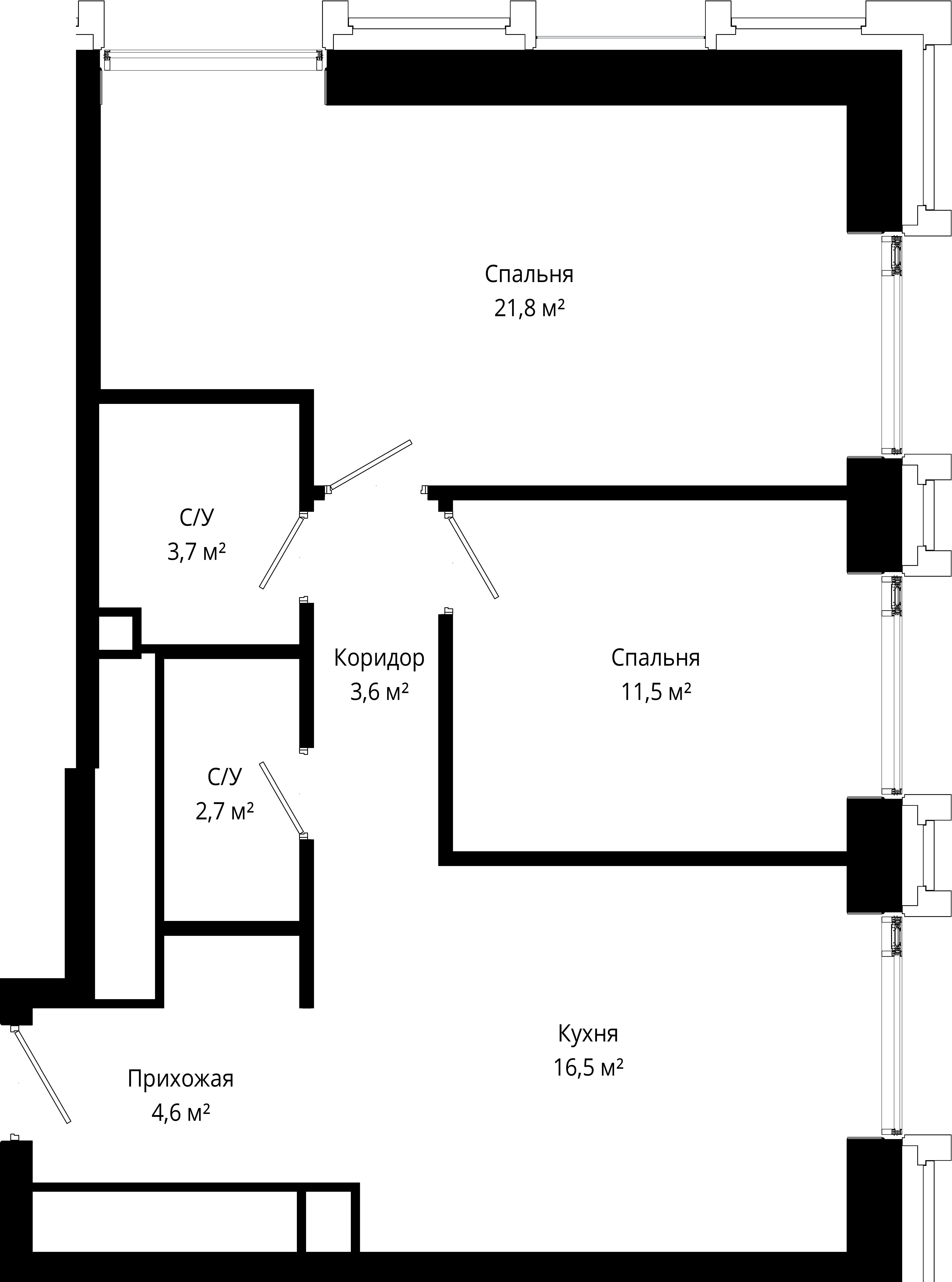2-комнатная, 64,4 м² — 32 031 029 ₽