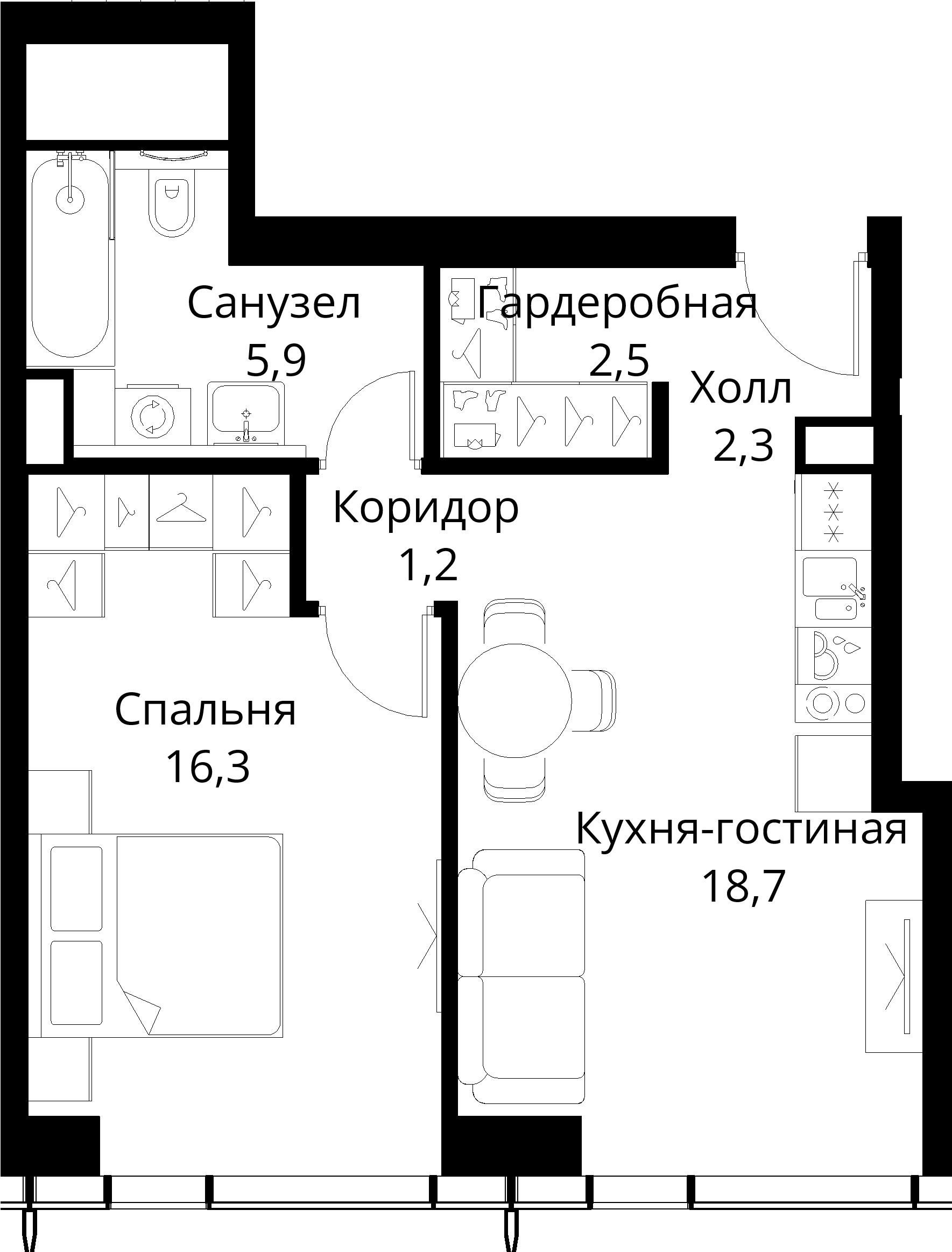 1-комнатная, 46,9 м² — 22 146 700 ₽