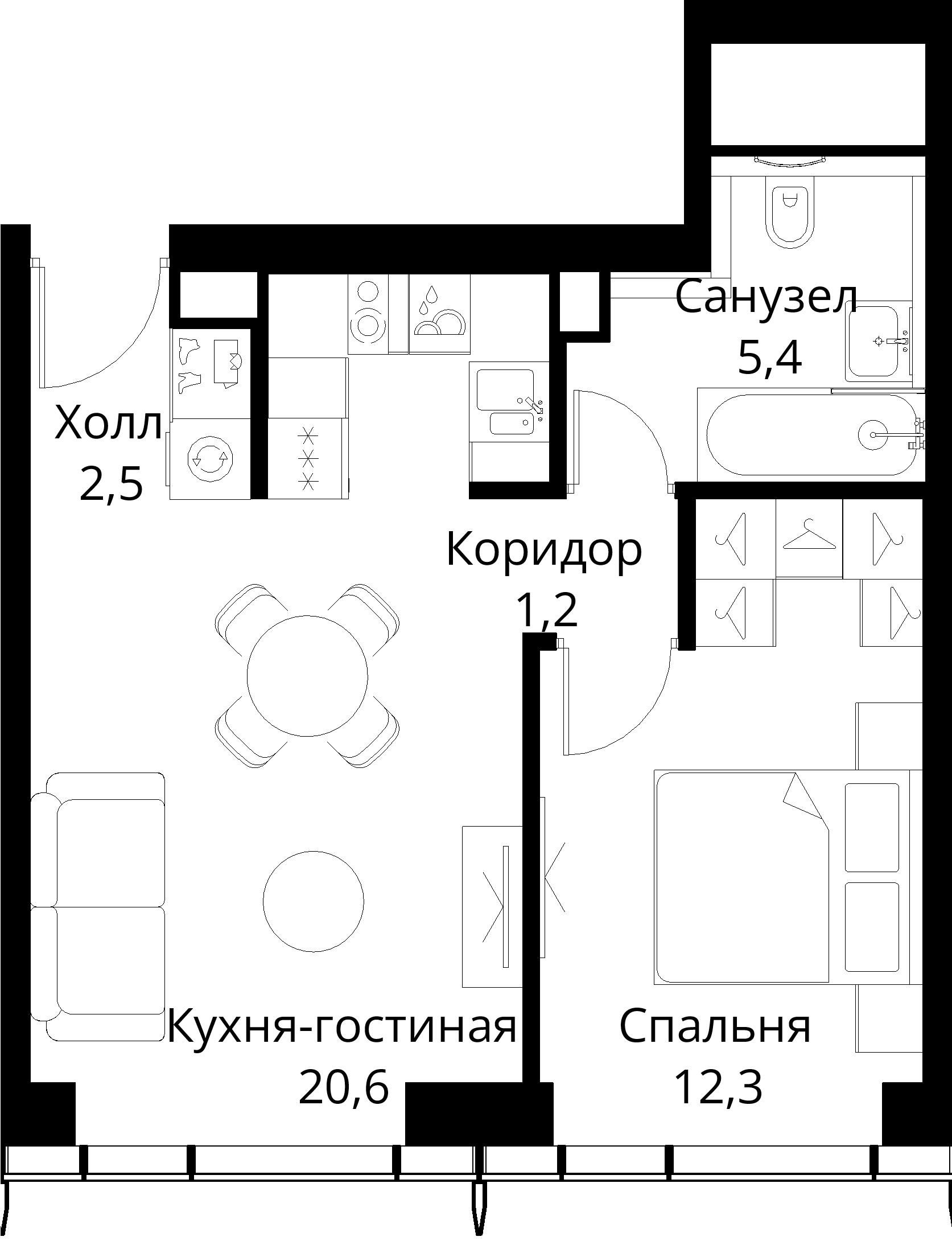 1-комнатная, 42 м² — 21 144 526 ₽