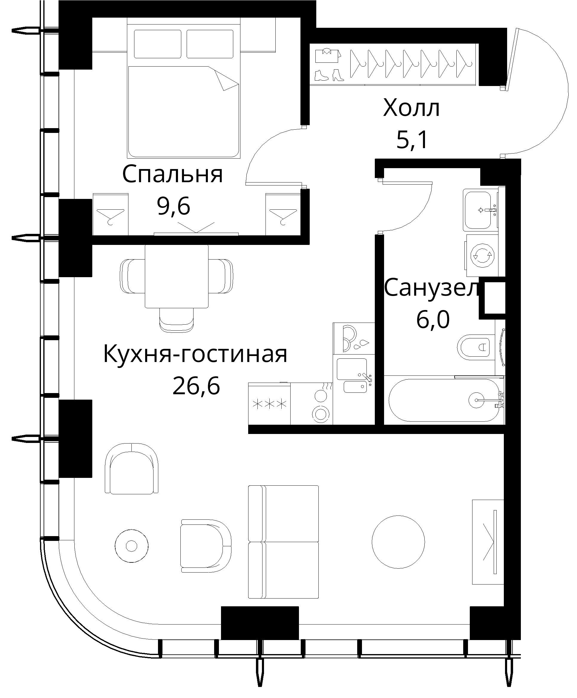 1-комнатная, 47,3 м² — 22 871 711 ₽