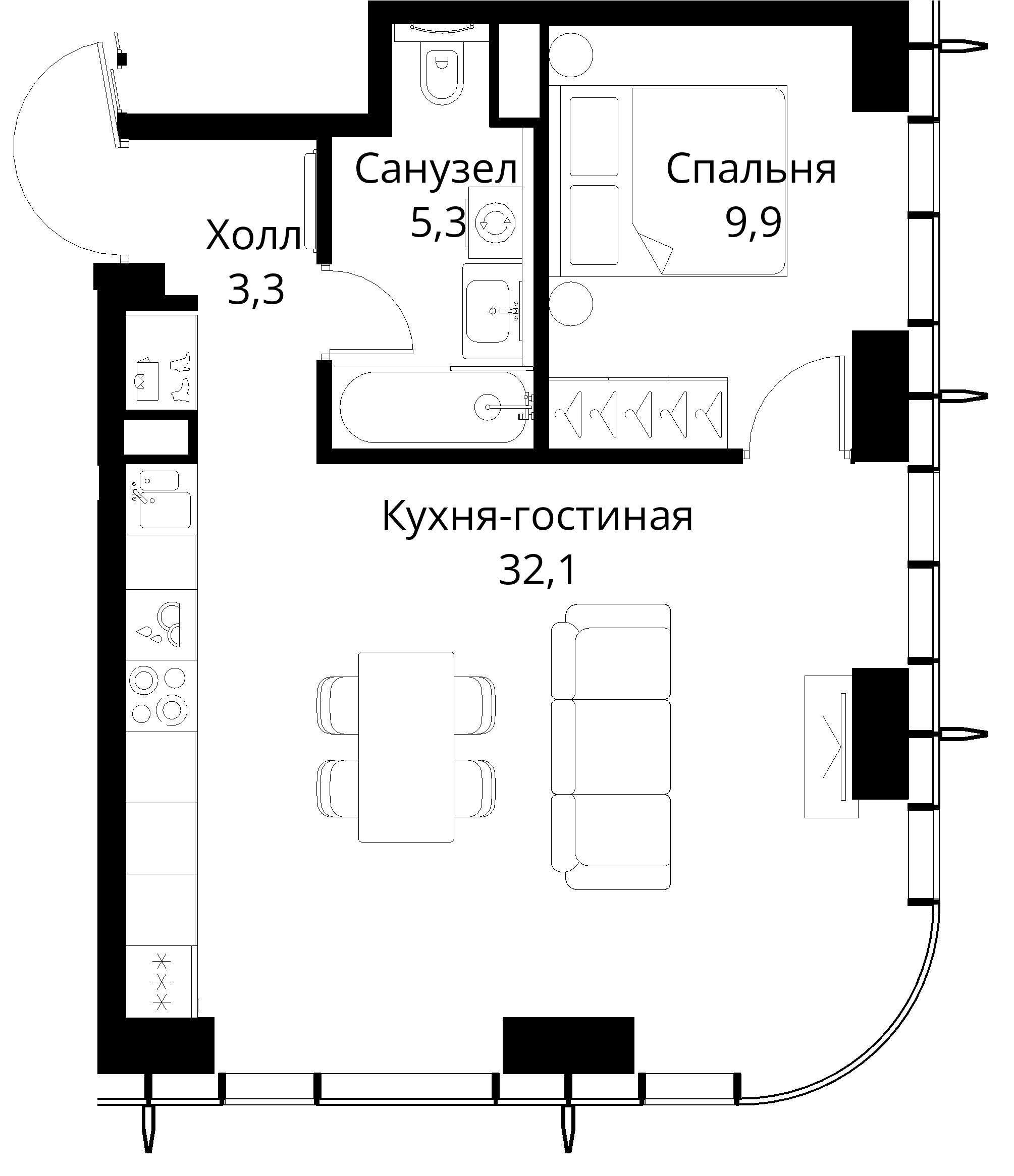 1-комнатная, 50,6 м² — 24 178 734 ₽