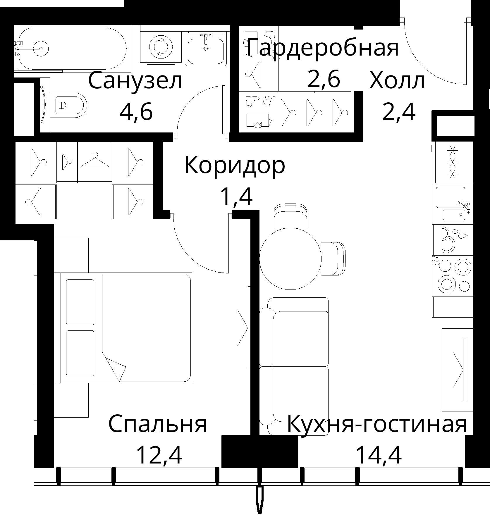 1-комнатная, 37,8 м² — 19 704 349 ₽