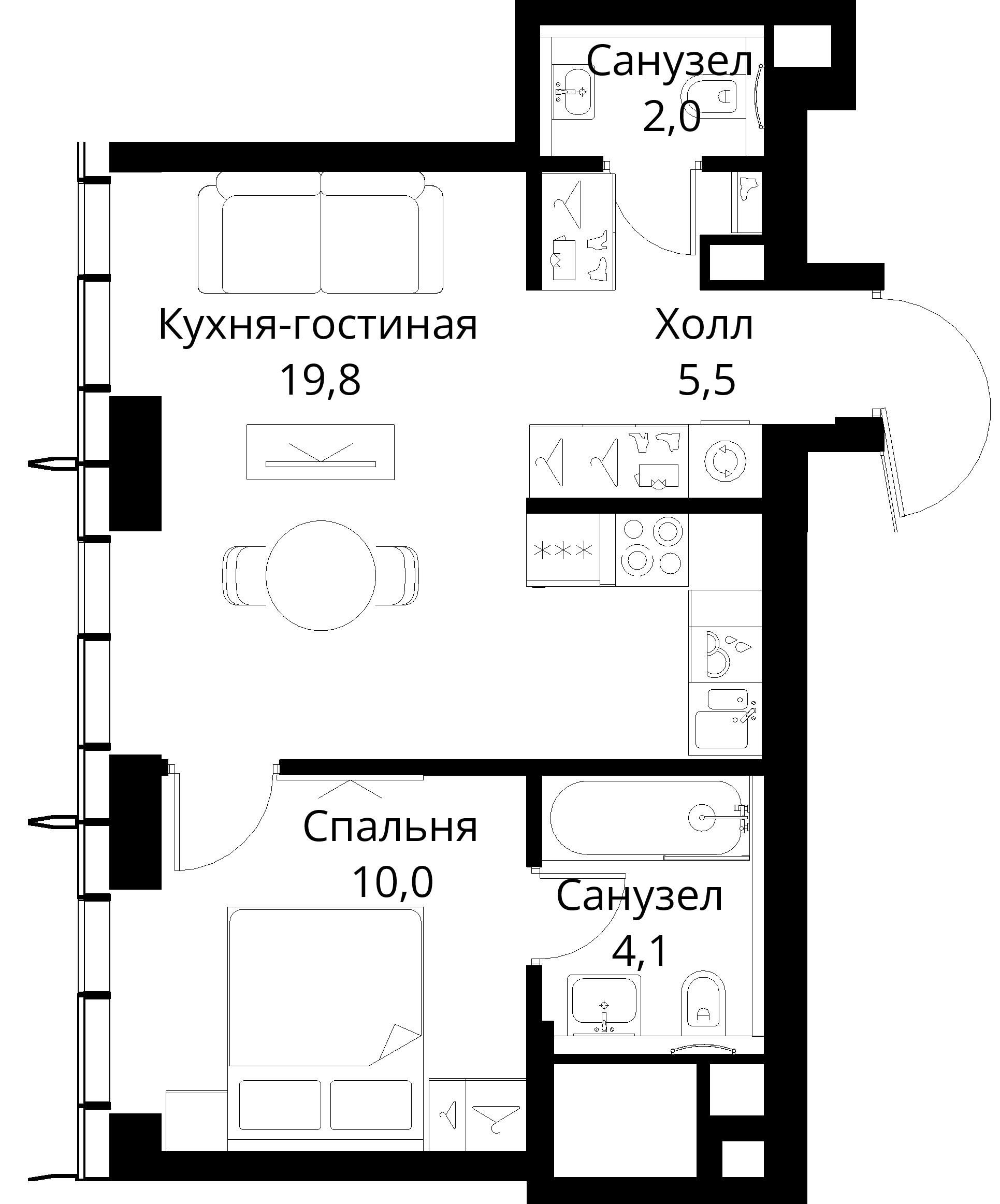 1-комнатная, 41,4 м² — 20 938 033 ₽