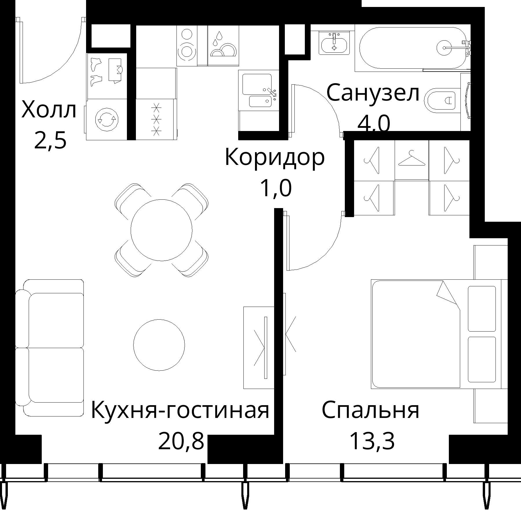 1-комнатная, 41,6 м² — 22 238 910 ₽