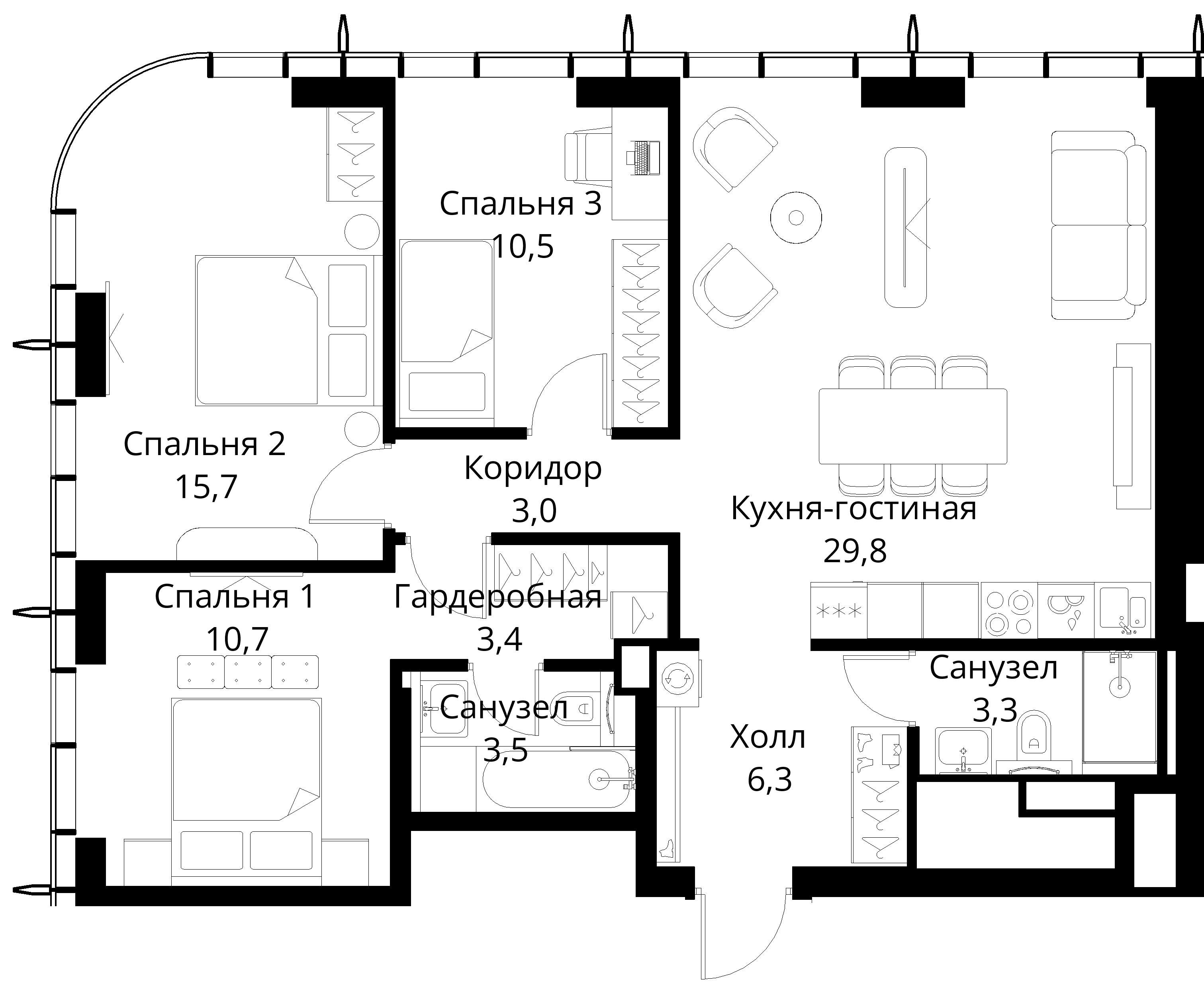 3-комнатная, 86,2 м² — 31 224 010 ₽