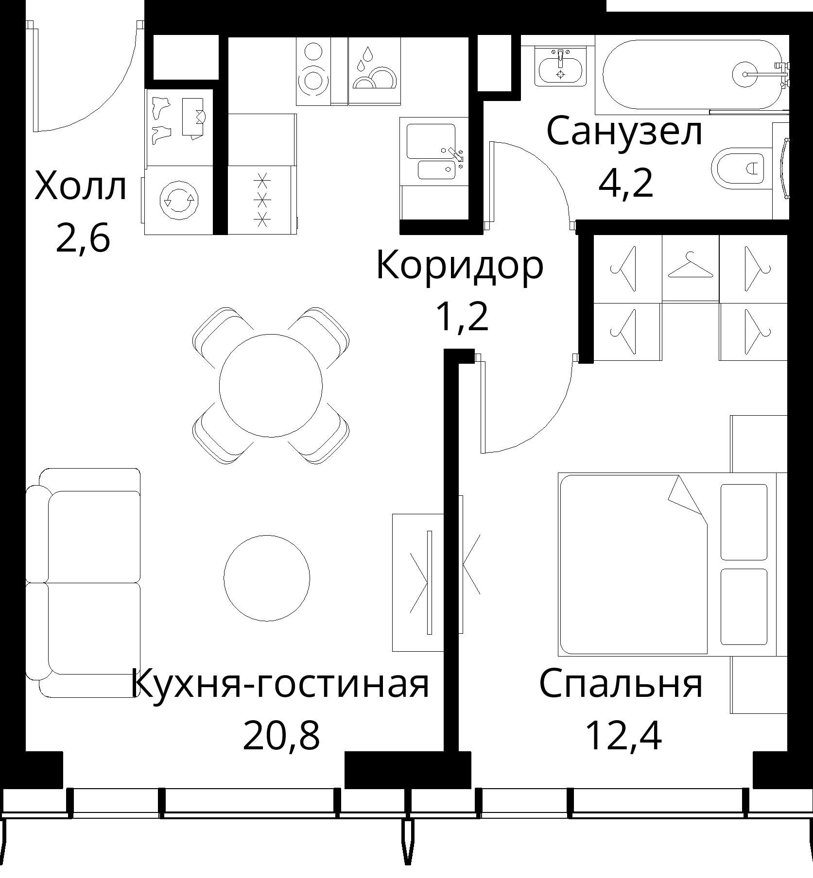 1-комнатная, 41,2 м² — 22 183 517 ₽