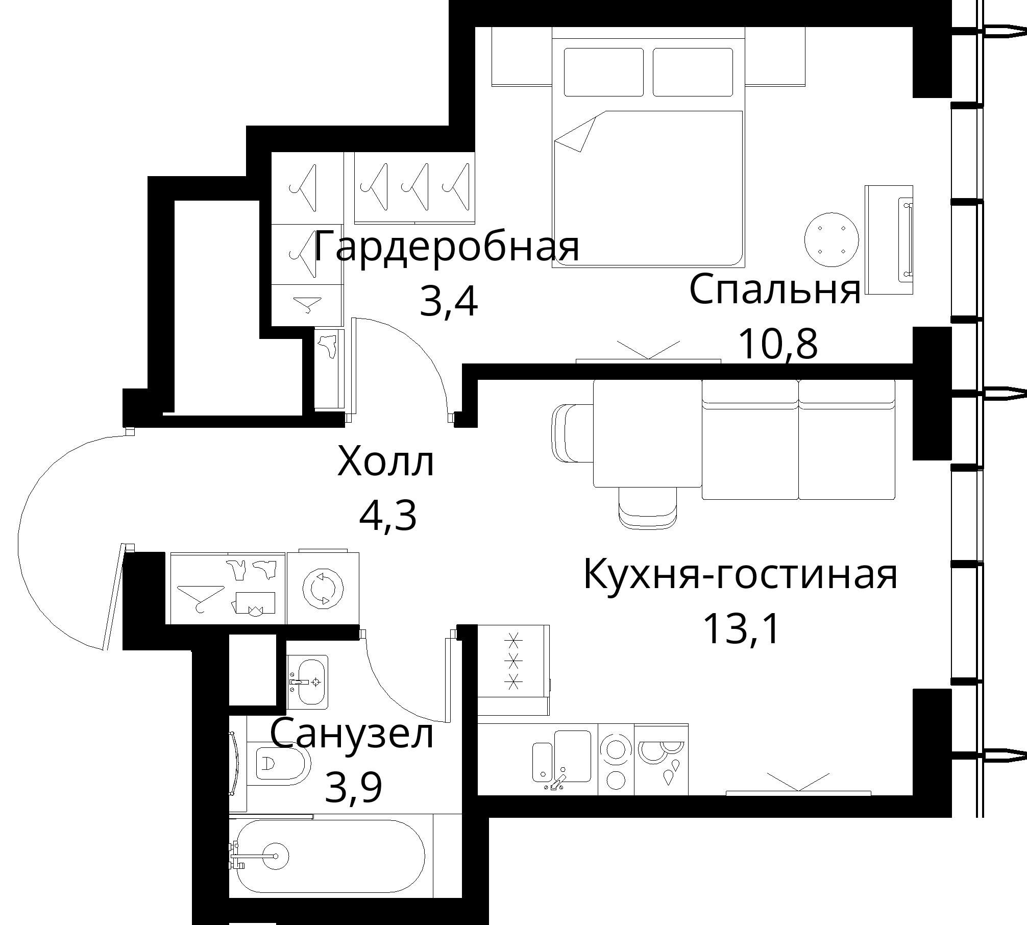 1-комнатная, 35,5 м² — 20 083 290 ₽