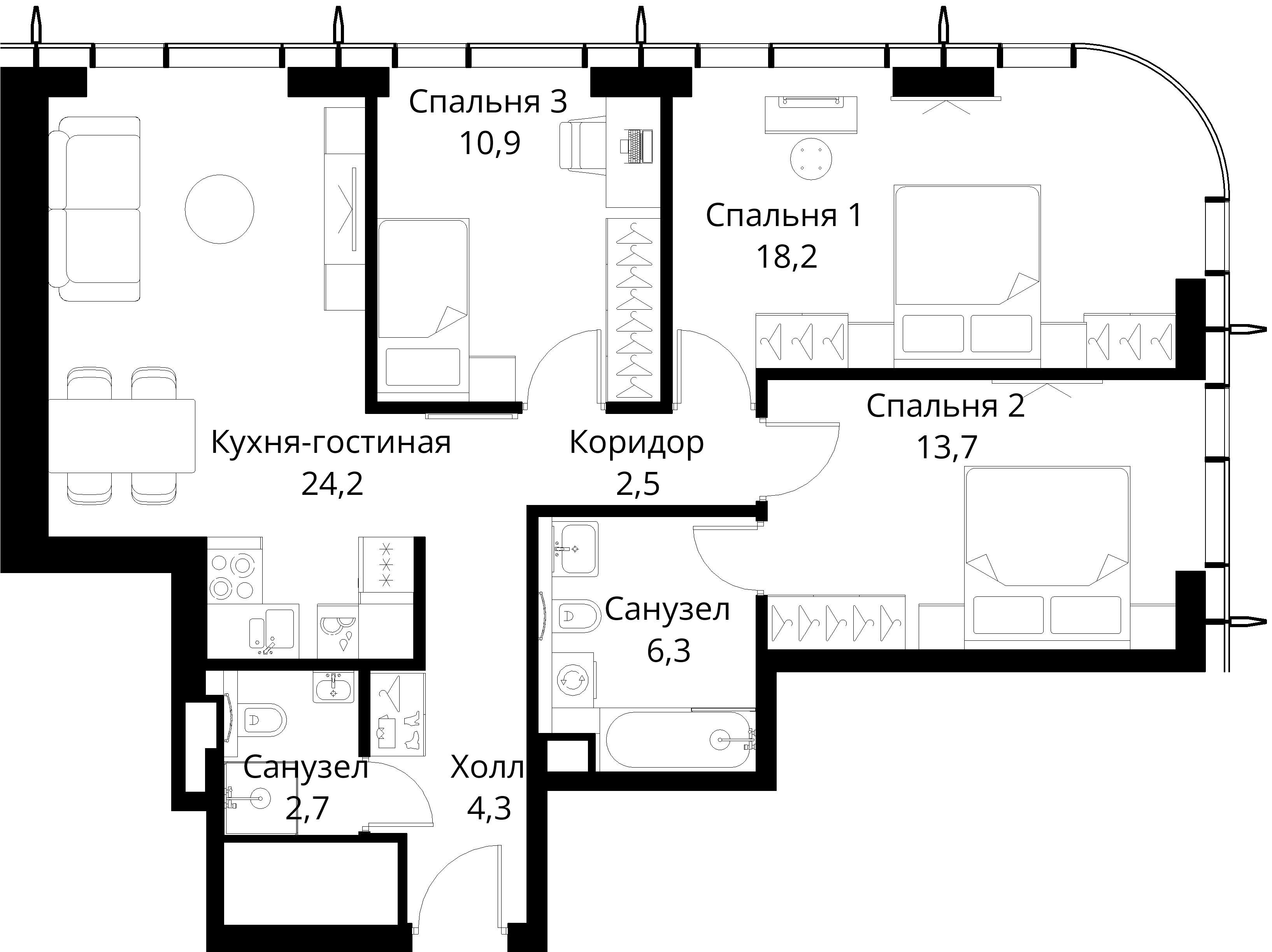 3-комнатная, 82,8 м² — 31 528 666 ₽