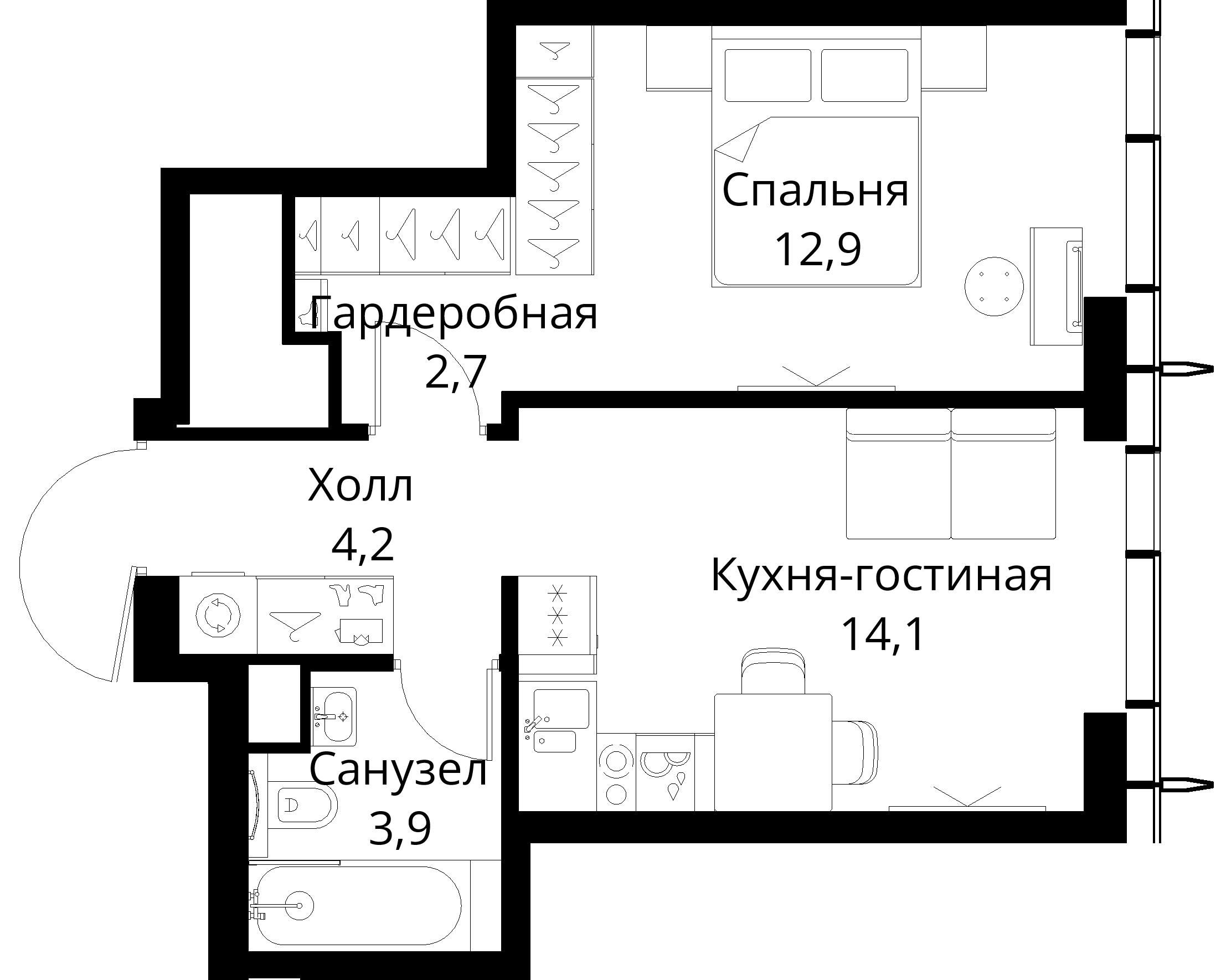 1-комнатная, 37,8 м² — 20 477 692 ₽