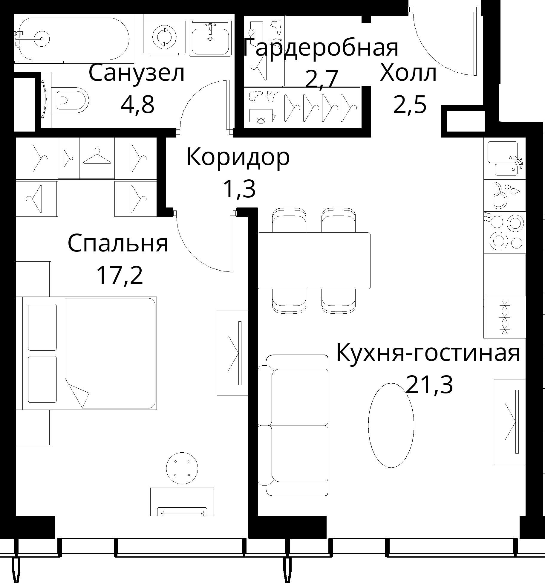 1-комнатная, 49,8 м² — 24 169 409 ₽