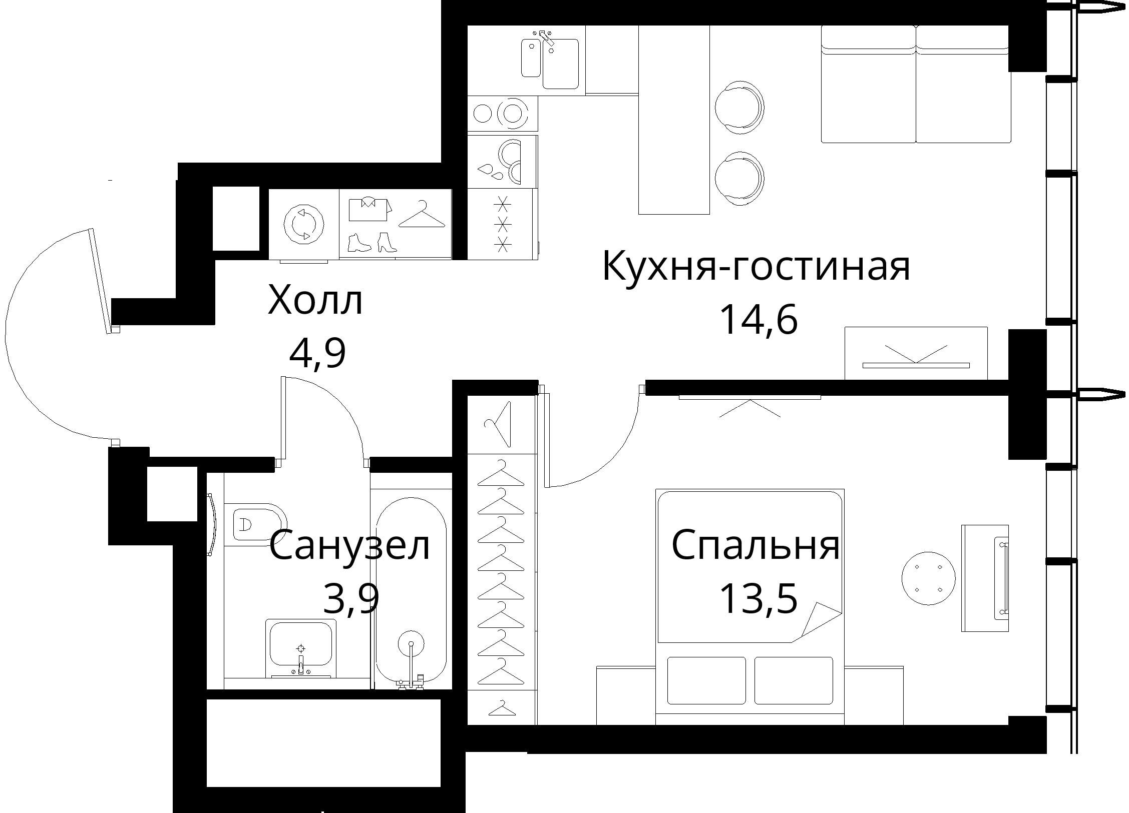 1-комнатная, 36,9 м² — 19 920 885 ₽
