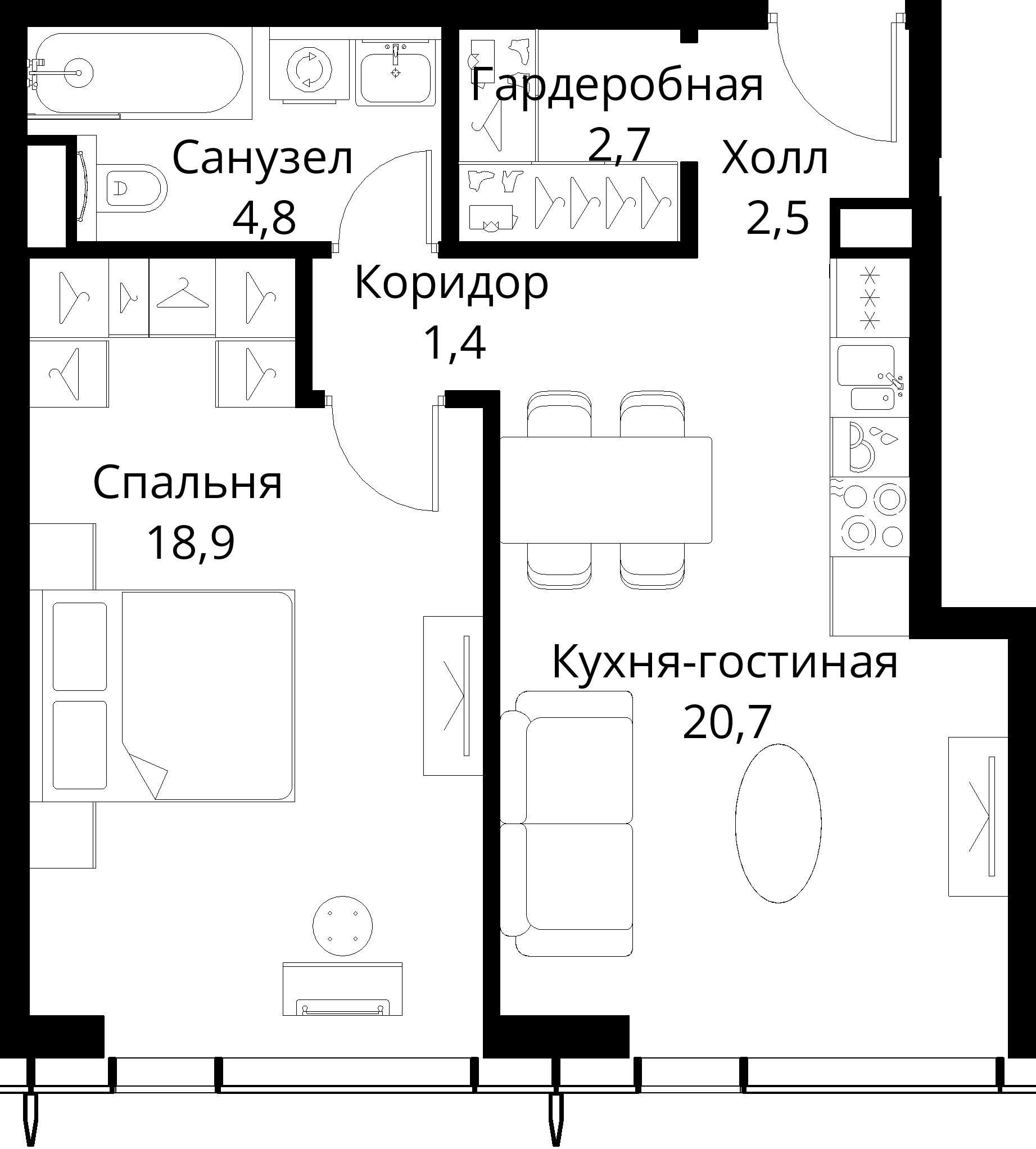 1-комнатная, 51 м² — 24 456 070 ₽