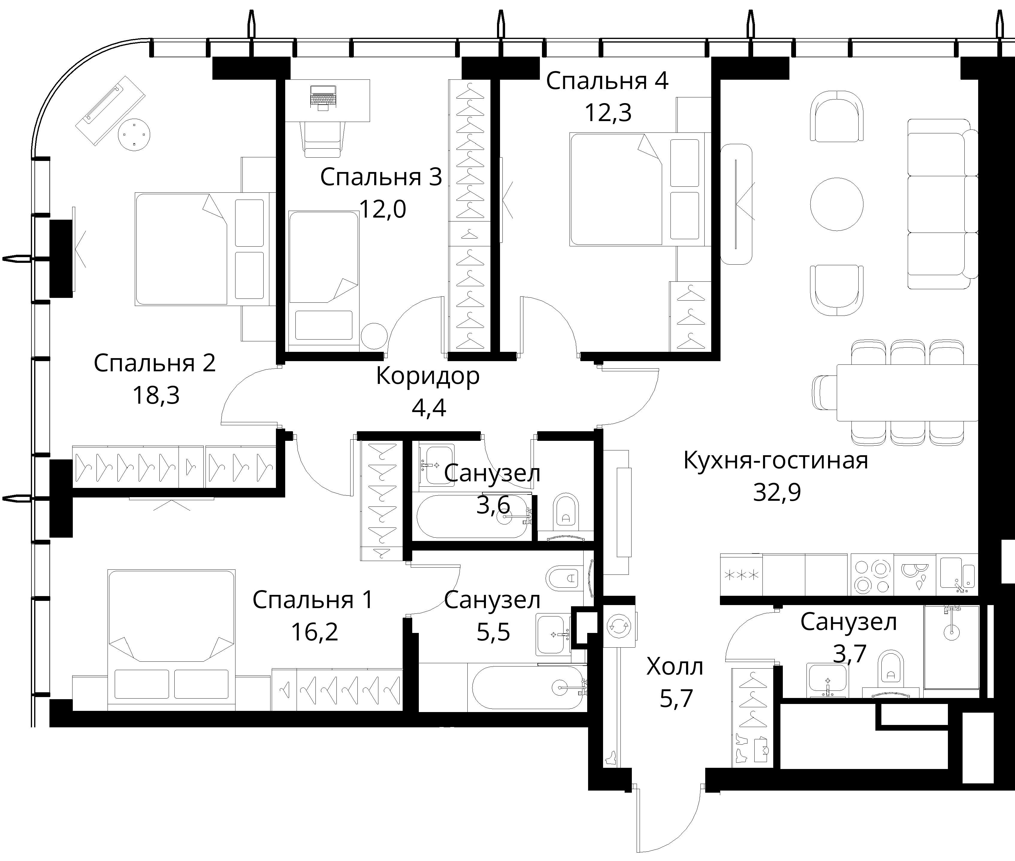 4-комнатная, 114,6 м² — 39 550 476 ₽