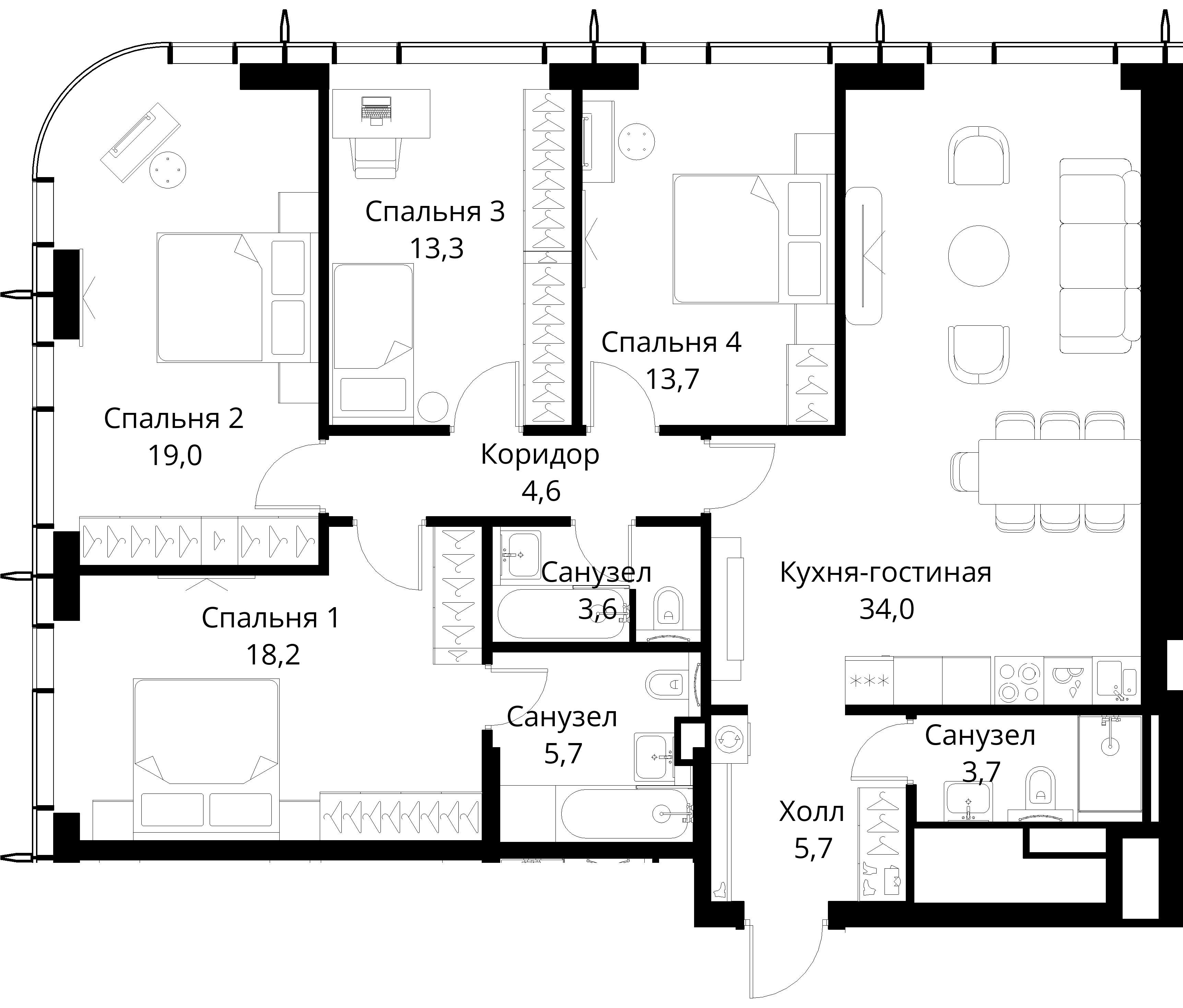 4-комнатная, 121,5 м² — 42 725 997 ₽