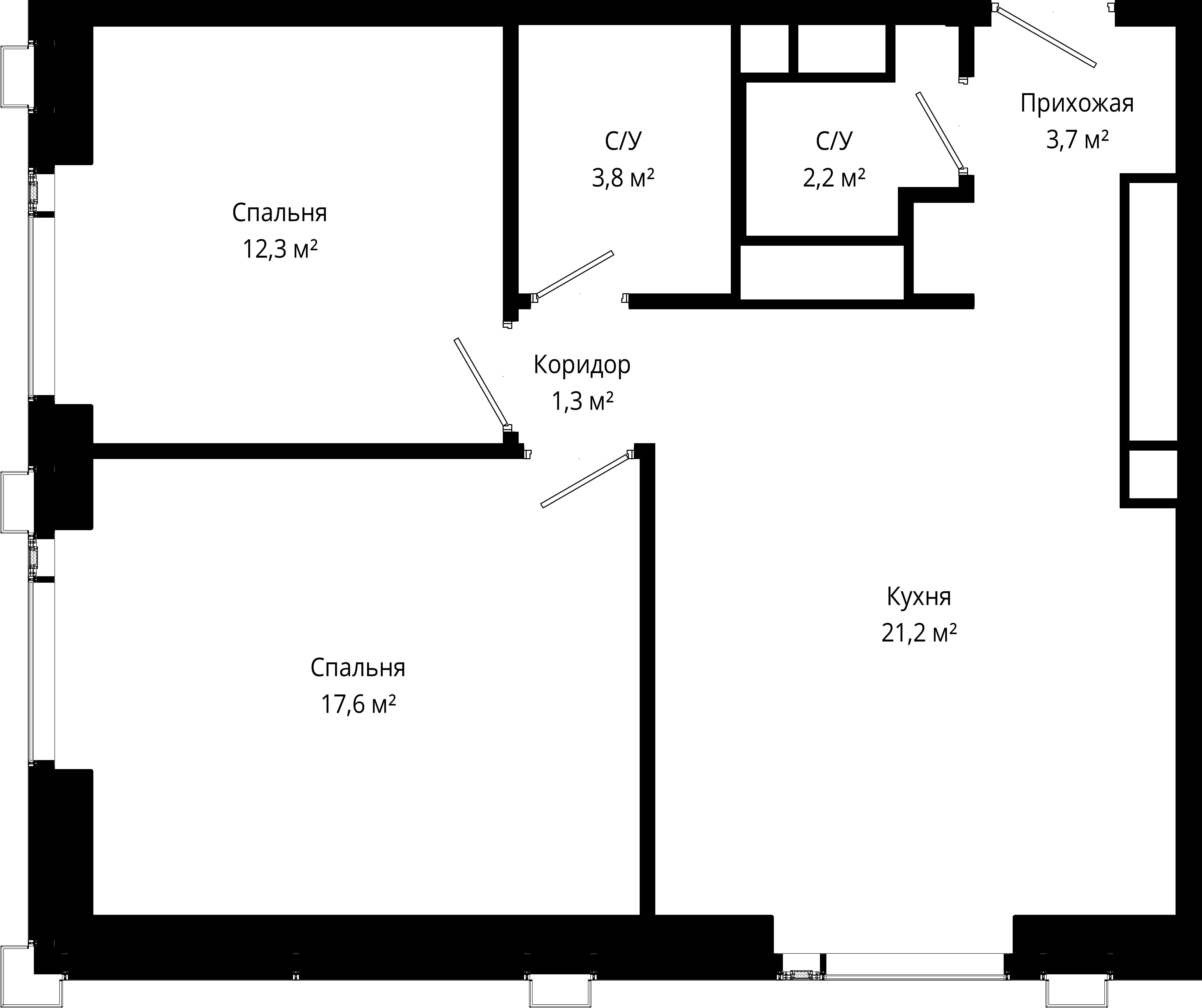 2-комнатная, 62,1 м² — 31 553 465 ₽