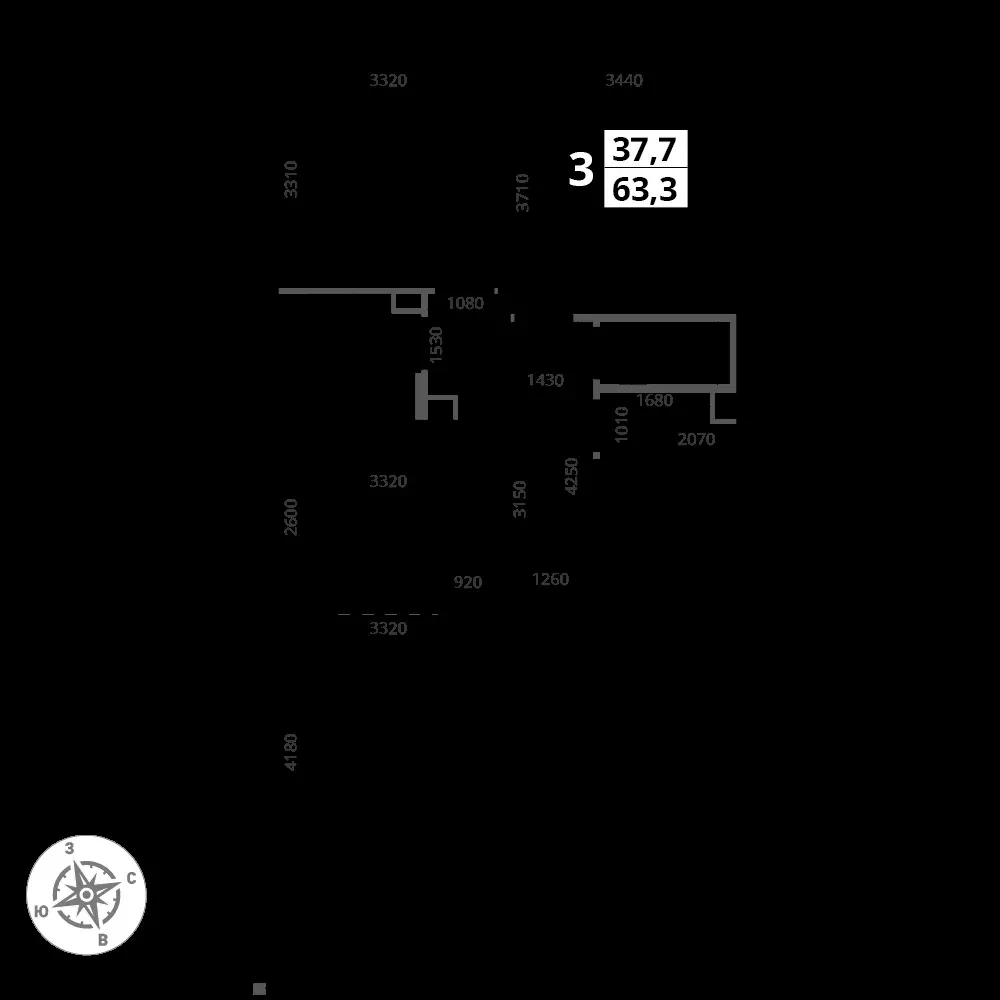 3-комнатная, 63,3 м² — 17 643 039 ₽