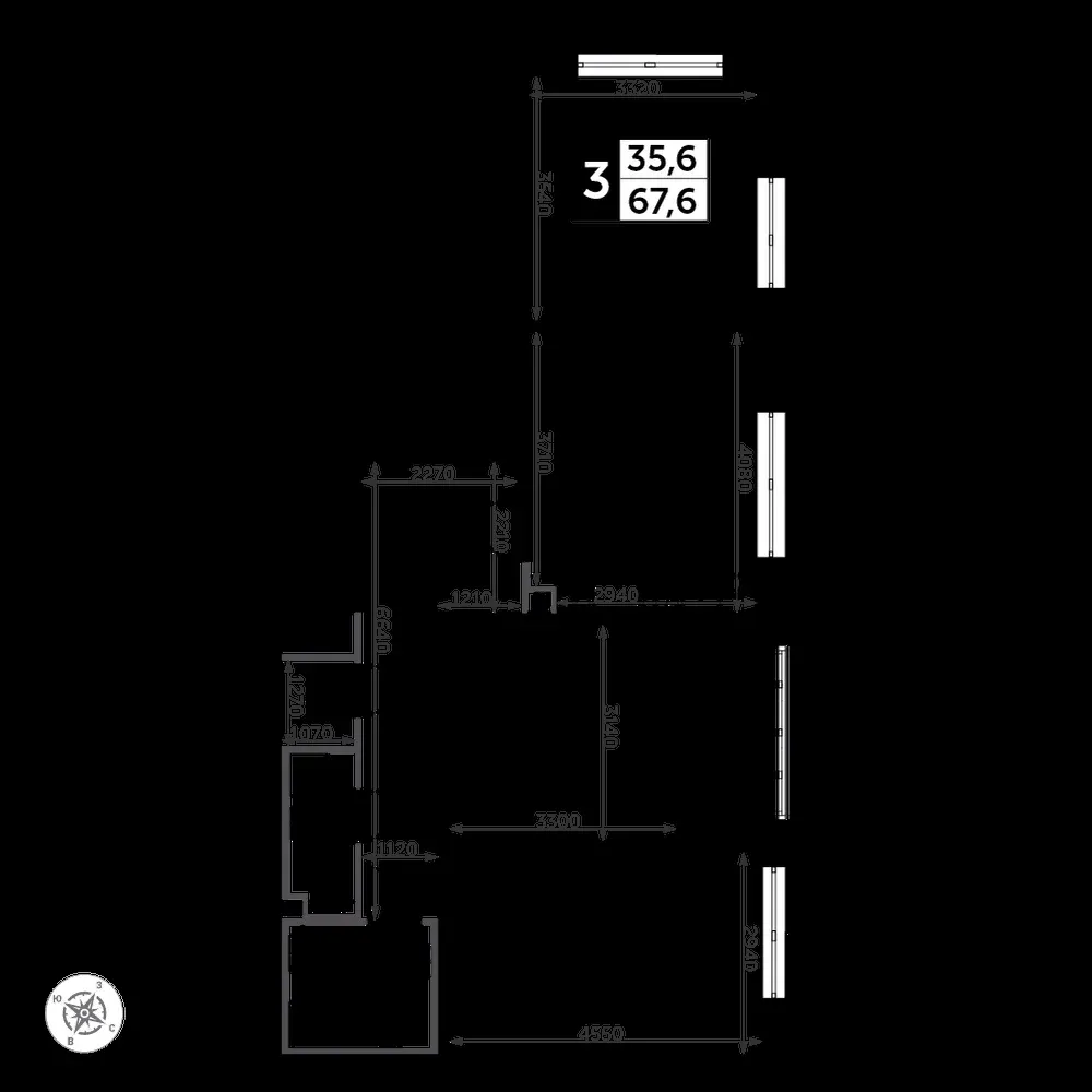 3-комнатная, 68,6 м² — 15 411 333 ₽