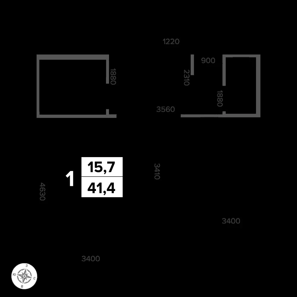 1-комнатная, 42,4 м² — 12 776 180 ₽