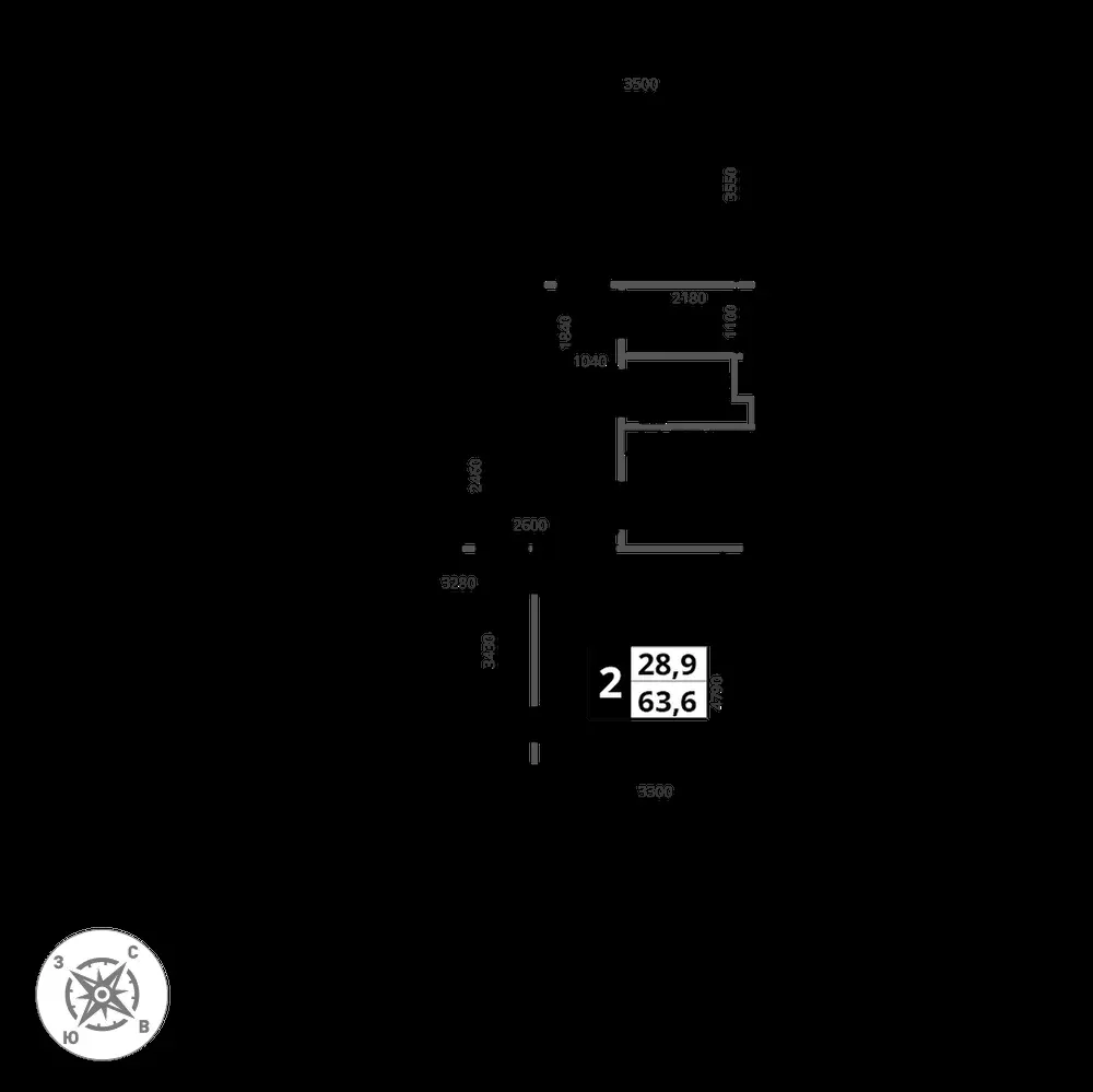 2-комнатная, 63,5 м² — 16 310 483 ₽