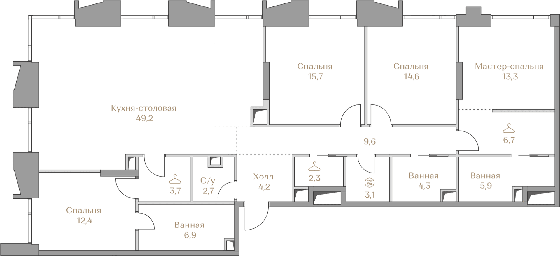 4-комнатная, 154,6 м² — 275 806 000 ₽