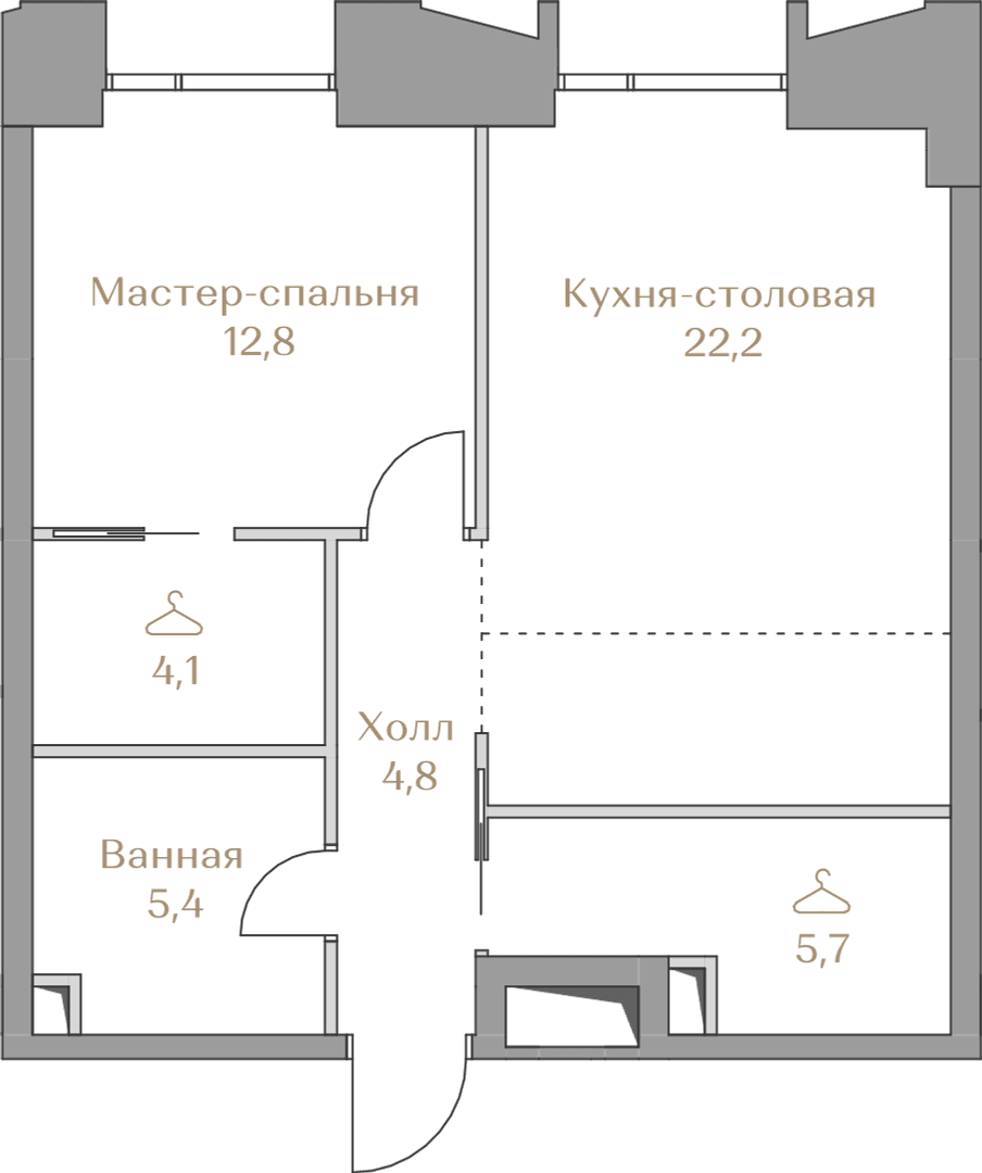 1-комнатная, 55 м² — 84 691 000 ₽