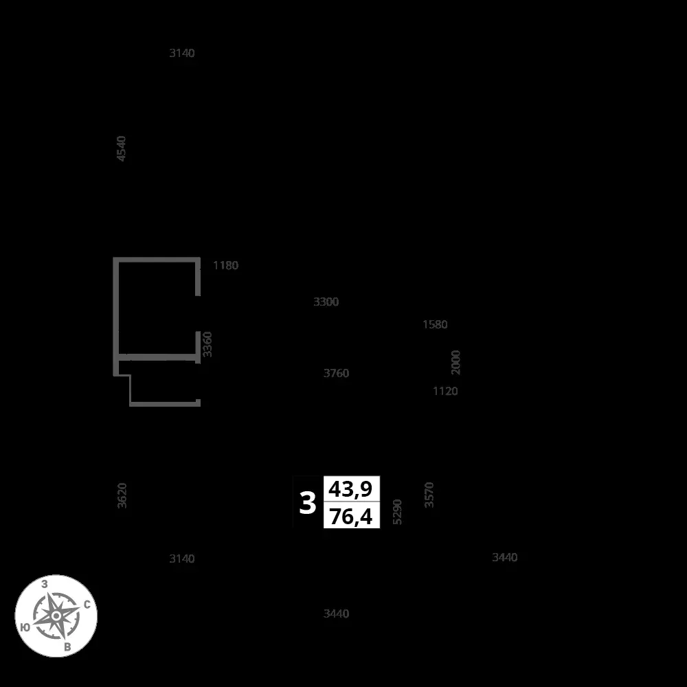 3-комнатная, 76,4 м² — 17 741 684 ₽